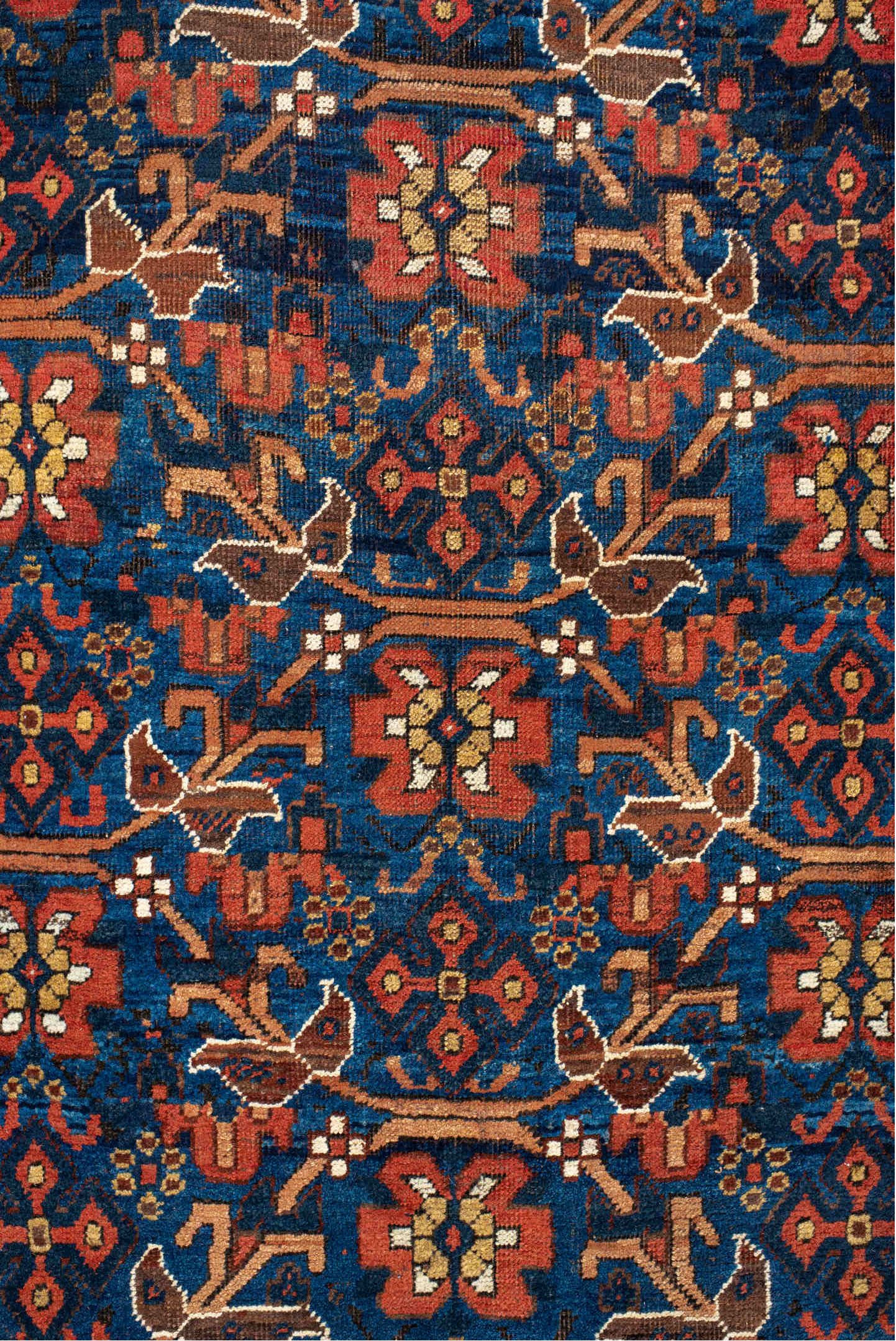 3' x 5' one-of-a-kind handmade vintage Afshar small size rug. Color palette: black, blue, brown, gray, light gray, off-white