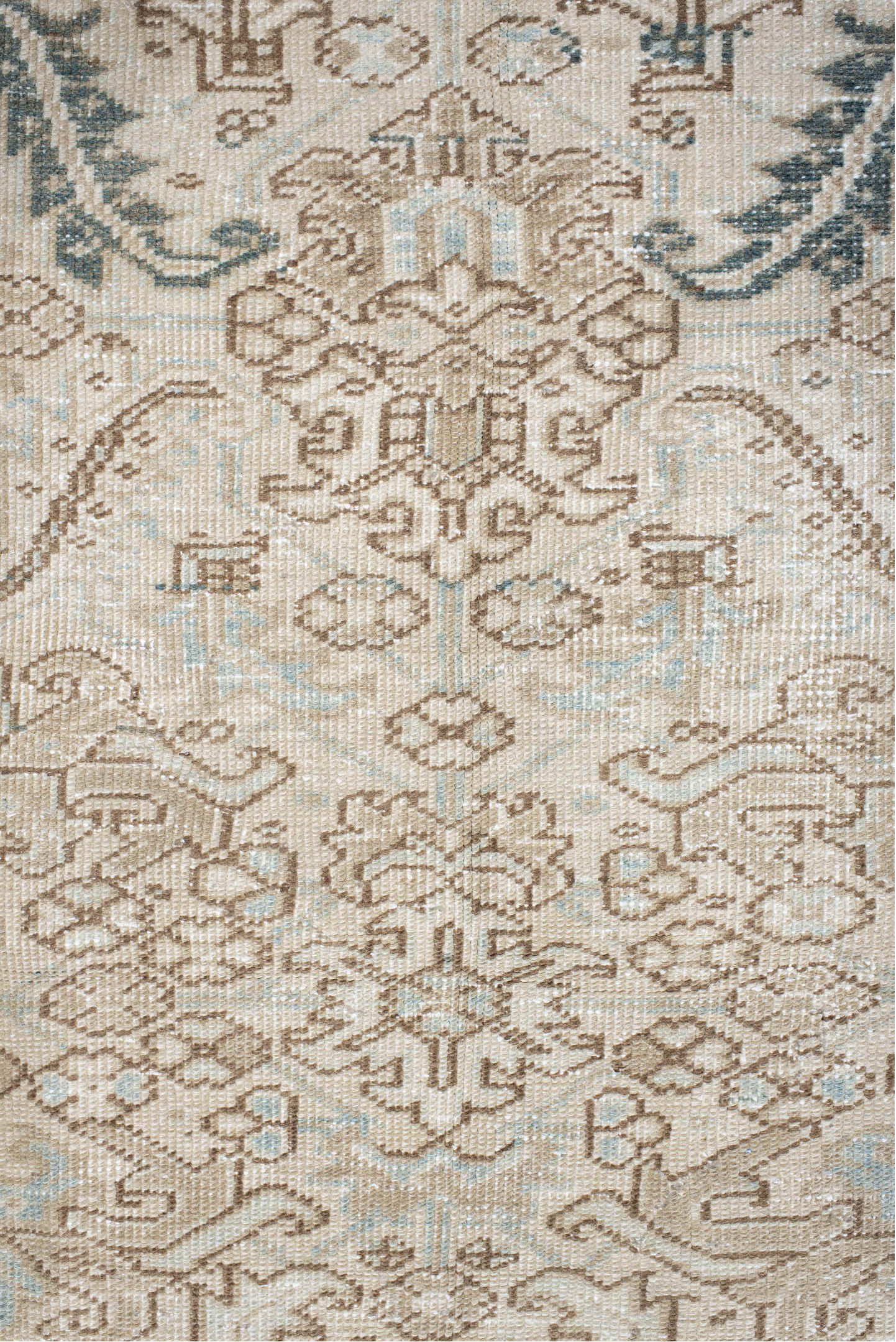 6' x 9' one-of-a-kind handmade vintage Heriz medium size rug. Color palette: brown, dark gray, dim gray, floral white, gray