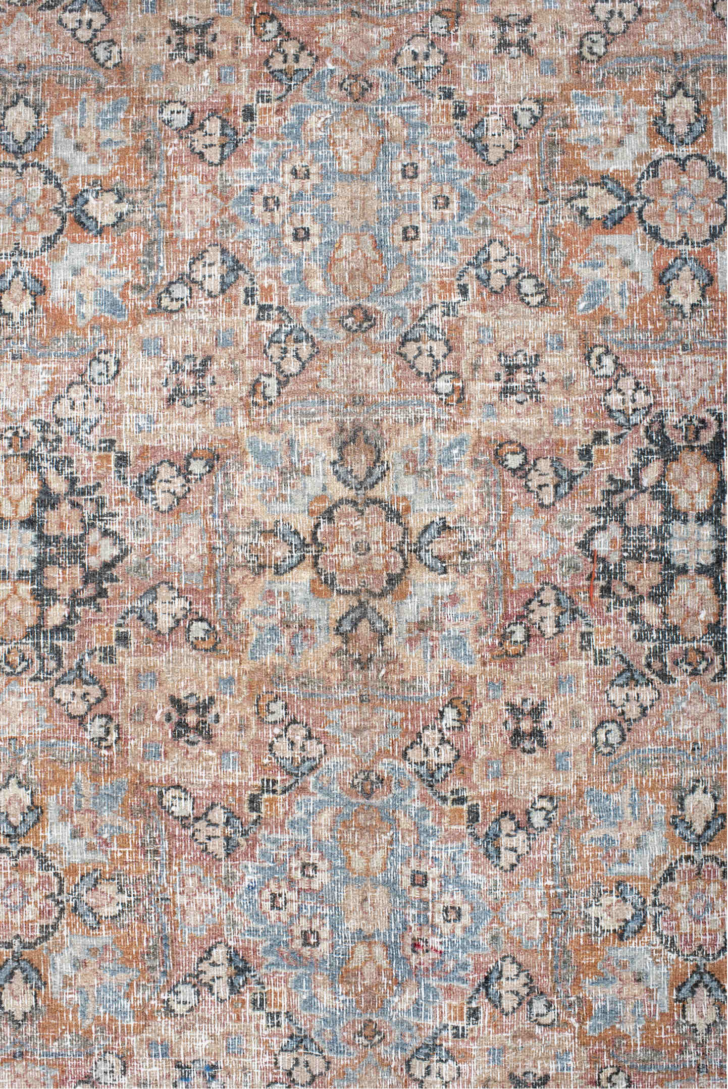 10' x 13' one-of-a-kind handmade vintage Khorassan large size rug. Color palette: light gray, off-white, gray, pink, brown