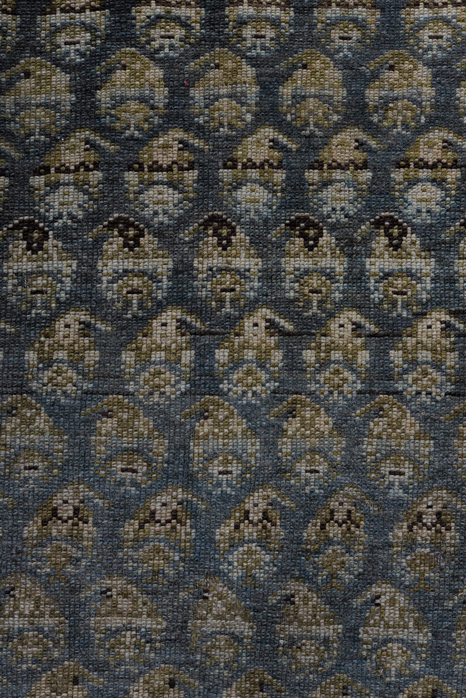 3' x 12' one-of-a-kind handmade vintage NW Persian runner rug. Color palette: black, blue, charcoal, dim gray, gray