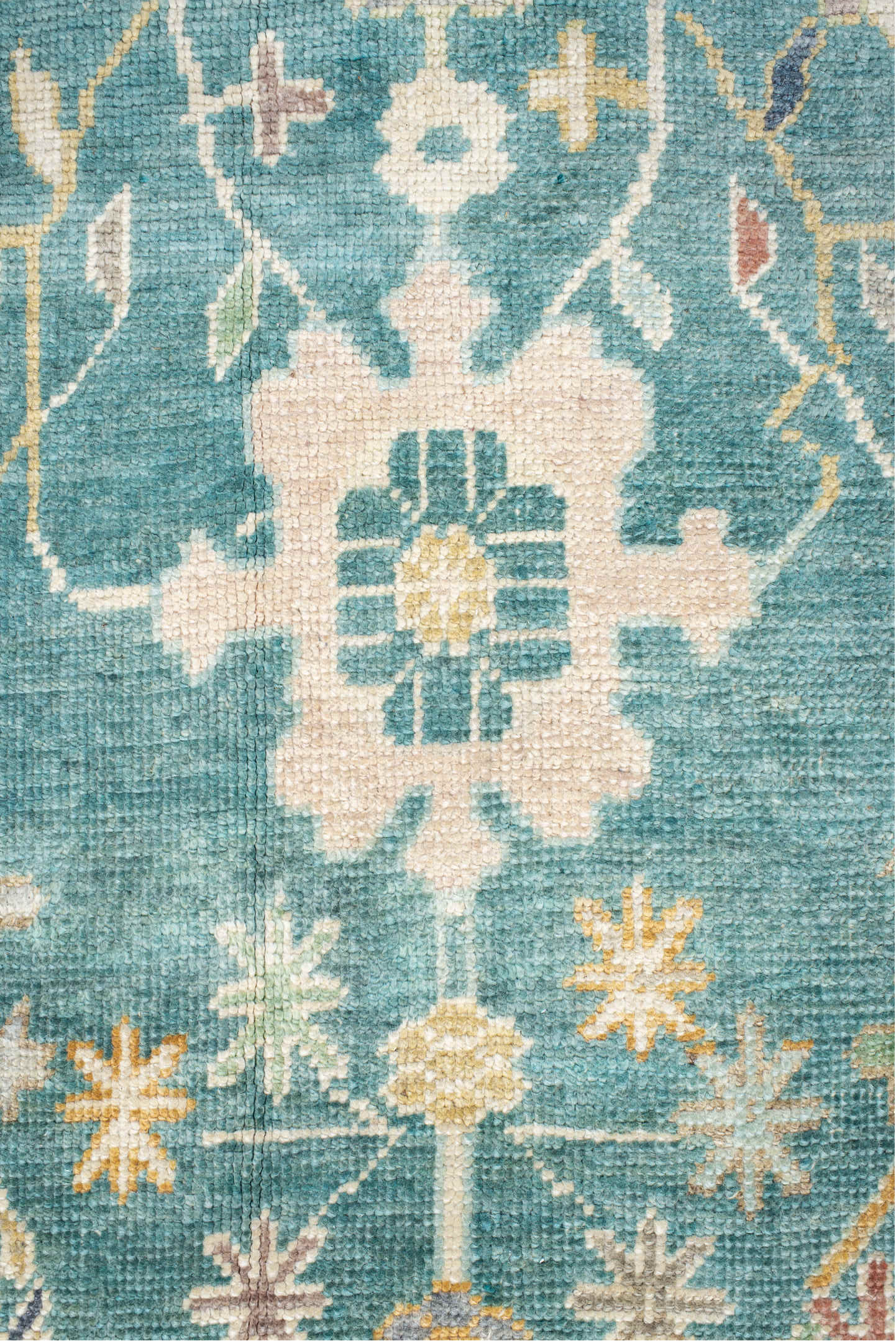 8' x 10' one-of-a-kind handmade vintage Oushak large size rug. Color palette: black, blue, brown, burlywood, dim gray, gray