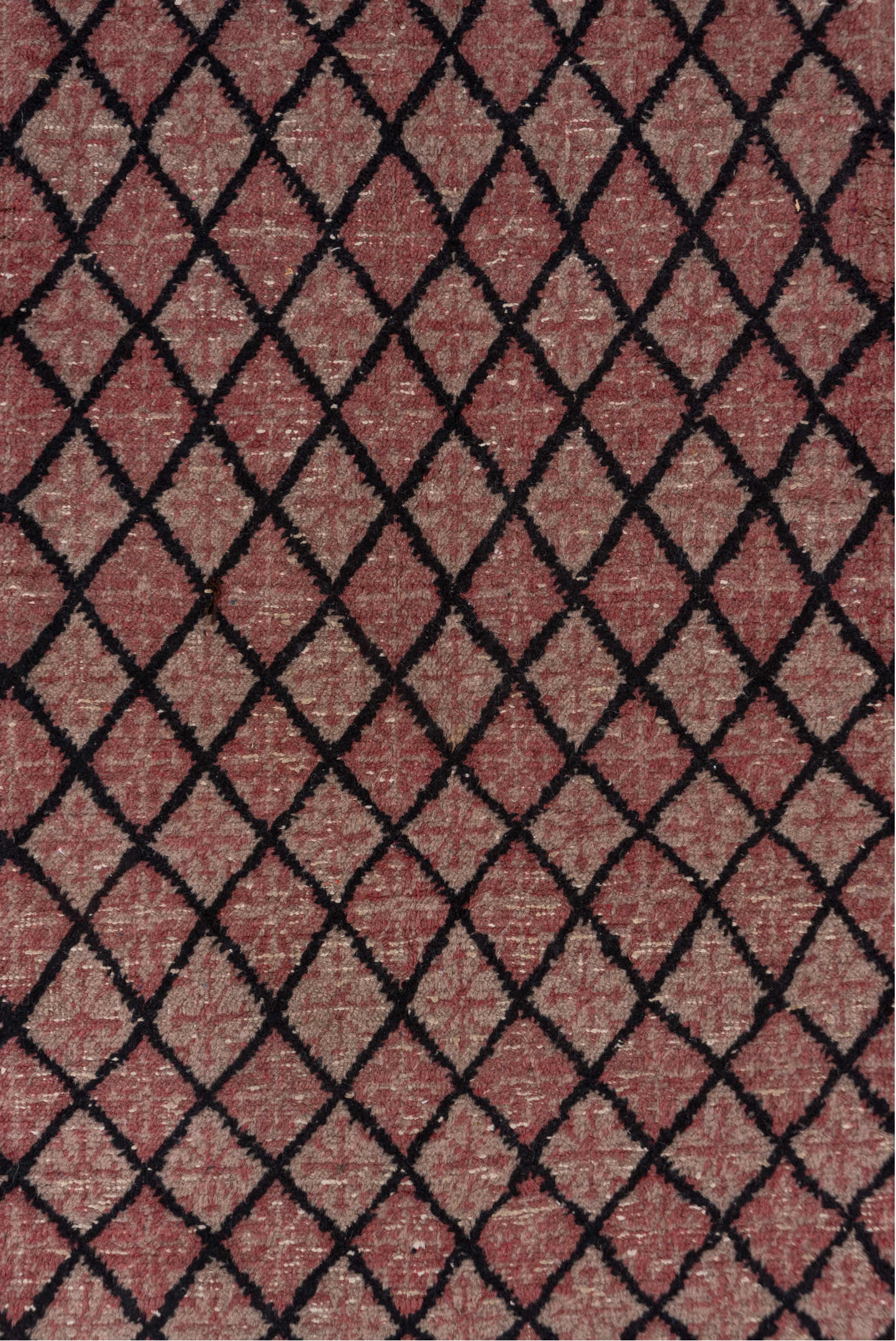 4' x 6' one-of-a-kind handmade vintage Oushak small size rug. Color palette: black, brown, gray, pink, red, rosy brown