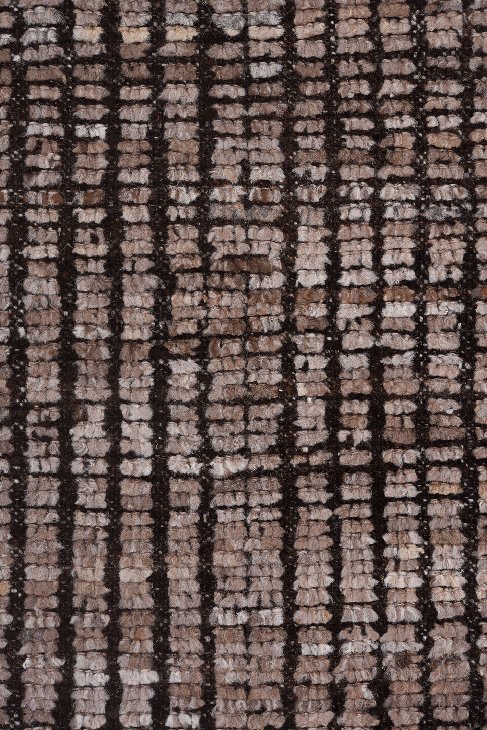 8' x 9' one-of-a-kind handmade vintage Tulu rug. Color palette: black, brown, gainsboro, gray, light gray, off-white, pink