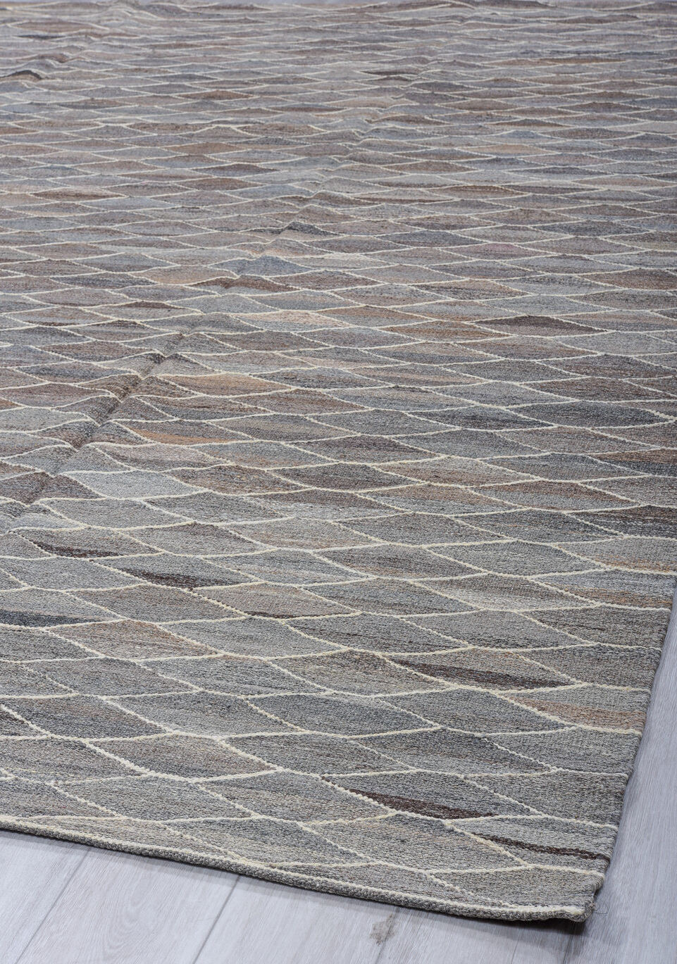 9' x 11' one-of-a-kind handmade vintage Kilim large size rug. Color palette: black, charcoal, dark gray, dim gray, gainsboro