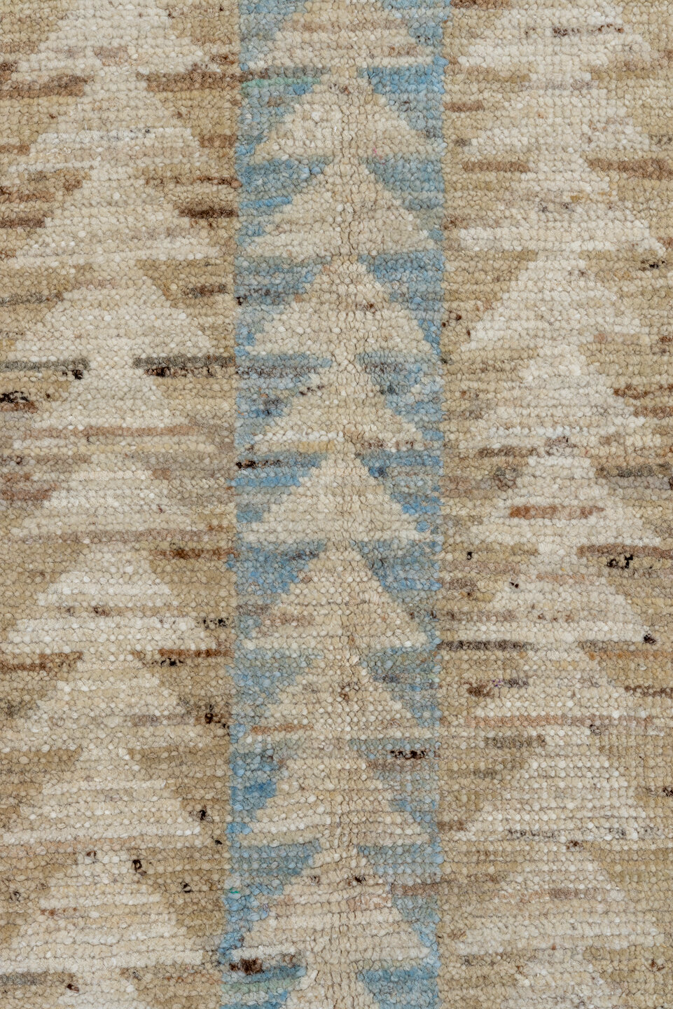 5' x 7' one-of-a-kind handmade vintage Moroccan rug. Color palette: gray, blue, light gray, off-white, green, brown, pink