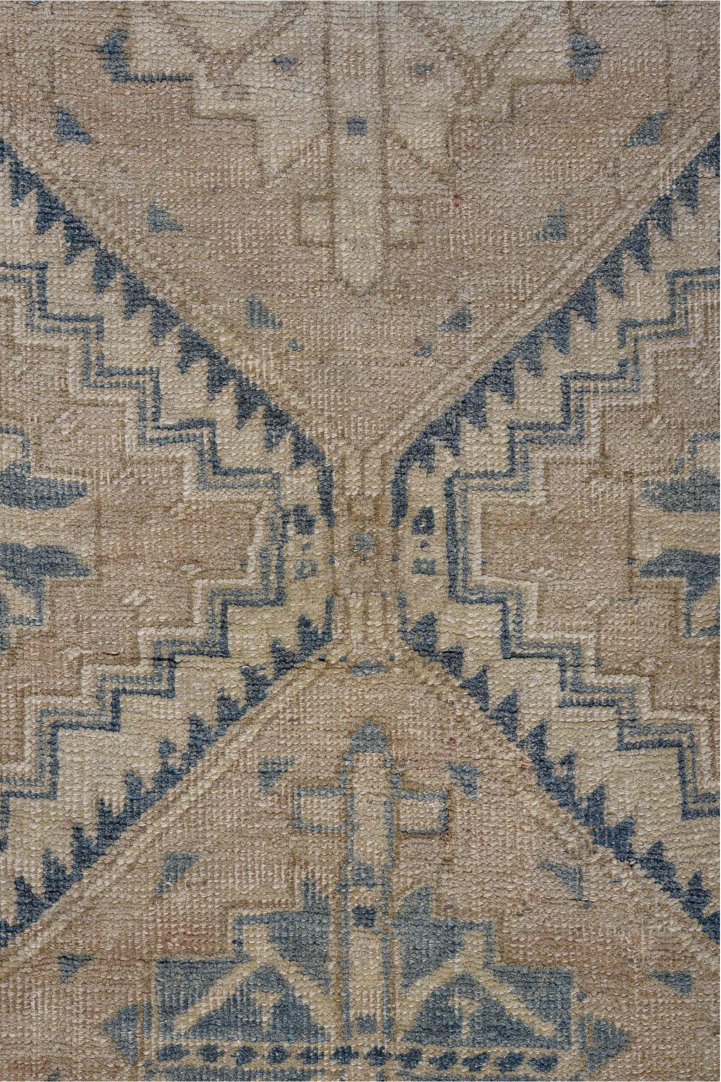 3' x 10' one-of-a-kind handmade vintage Heriz runner rug. Color palette: gray, blue, light gray, off-white, gainsboro