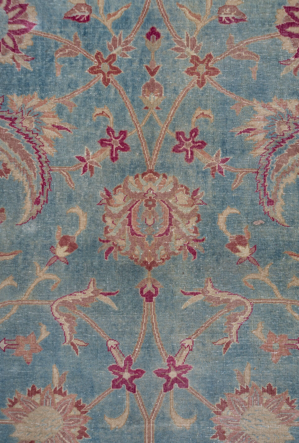 11' x 17' one-of-a-kind handmade vintage Sivas oversize rug. Color palette: blue, brown, dim gray, gray, light blue