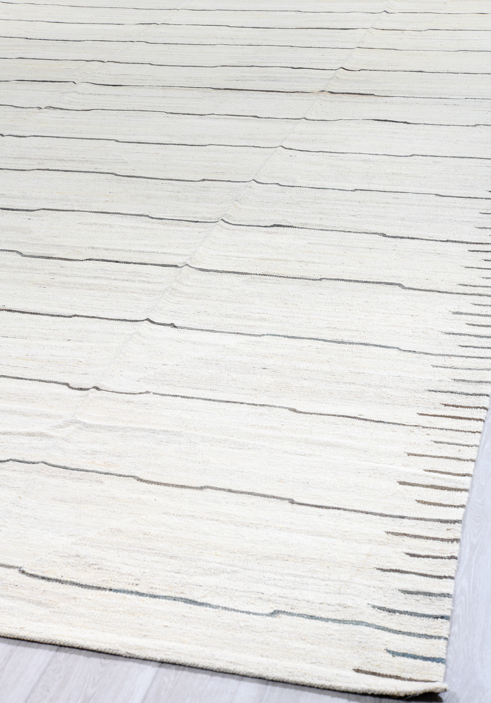 13' x 15' one-of-a-kind handmade vintage Kilim oversize rug. Color palette: black, charcoal, dark gray, gainsboro, gray