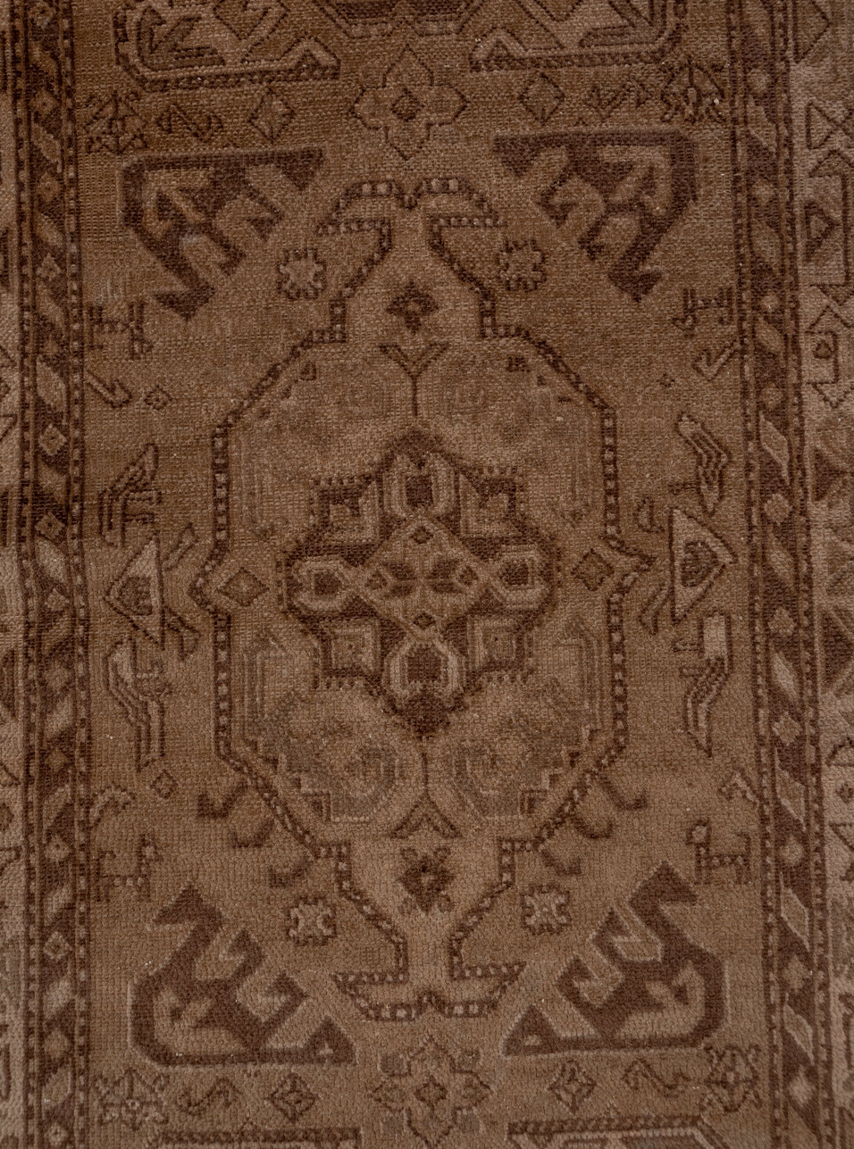 3' x 15' one-of-a-kind handmade vintage NW Persian runner rug. Color palette: brown, off-white, pink, snow, white