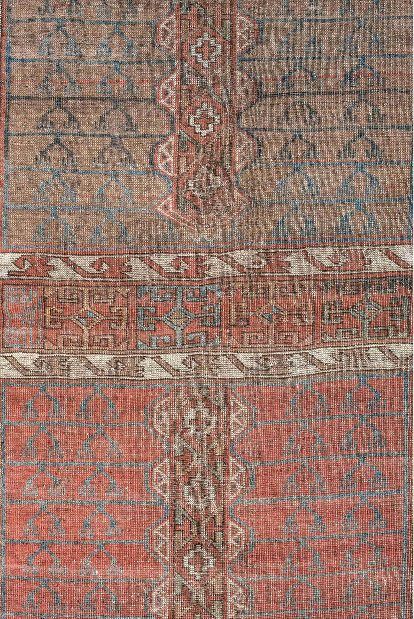 4' x 5' one-of-a-kind handmade vintage Bokara small size rug. Color palette: black, brown, dim gray, gray, light gray