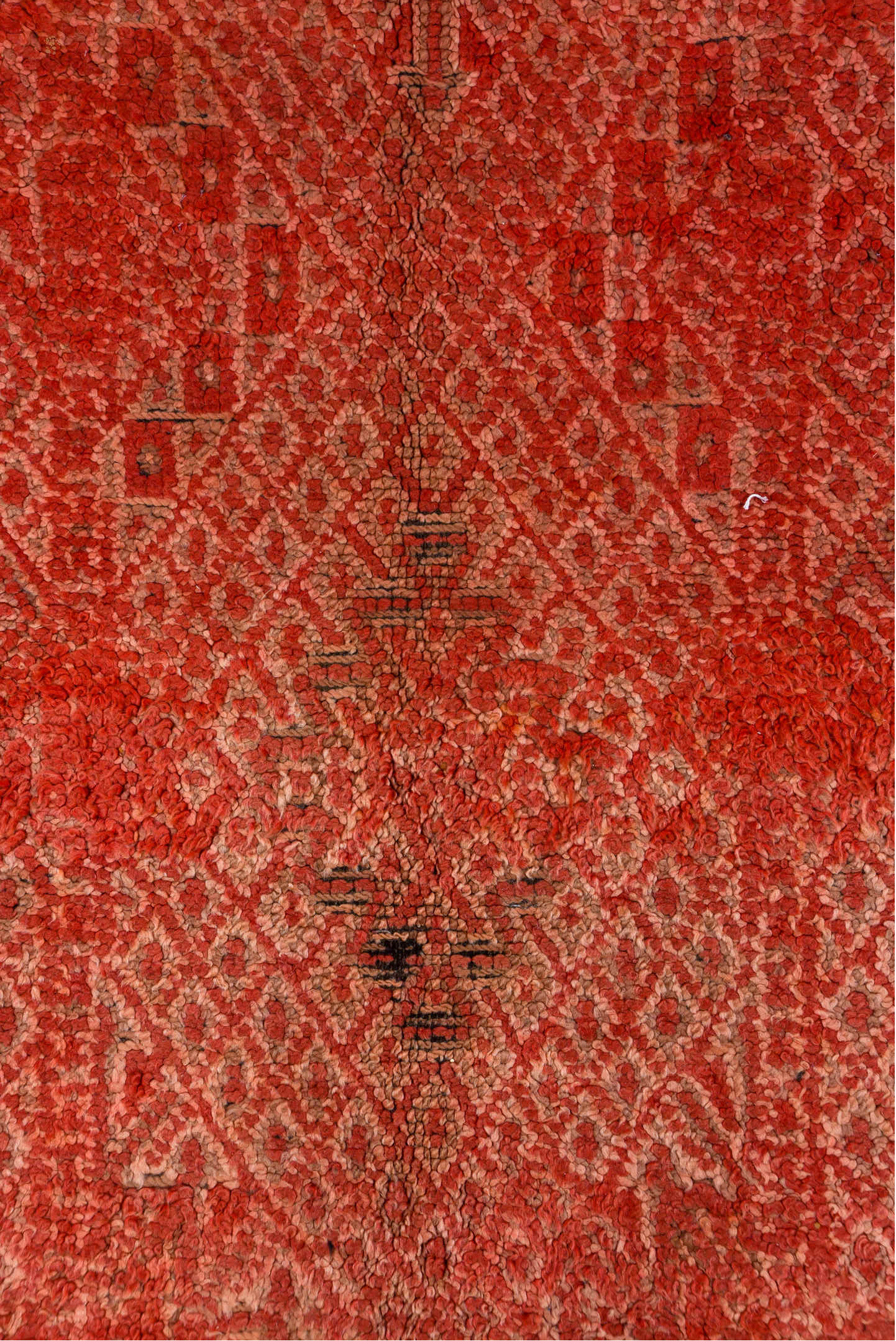 6' x 10' one-of-a-kind handmade vintage Moroccan large size rug. Color palette: brown, red, pink