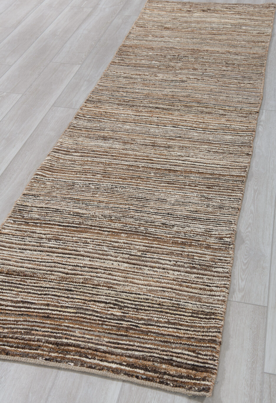 2' x 9' one-of-a-kind handmade vintage Tulu runner rug. Color palette: blue, brown, dark gray, gainsboro, gray, light gray