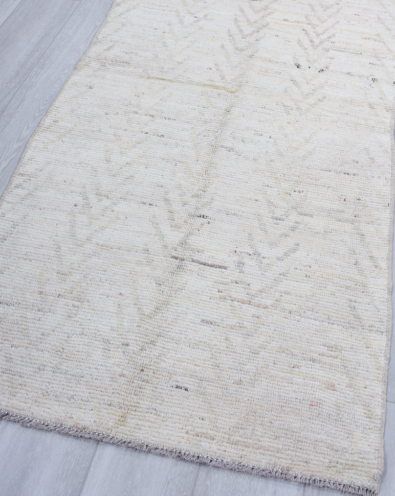 3' x 11' one-of-a-kind handmade vintage Tulu runner rug. Color palette: dark gray, gainsboro, gray, light blue, light gray