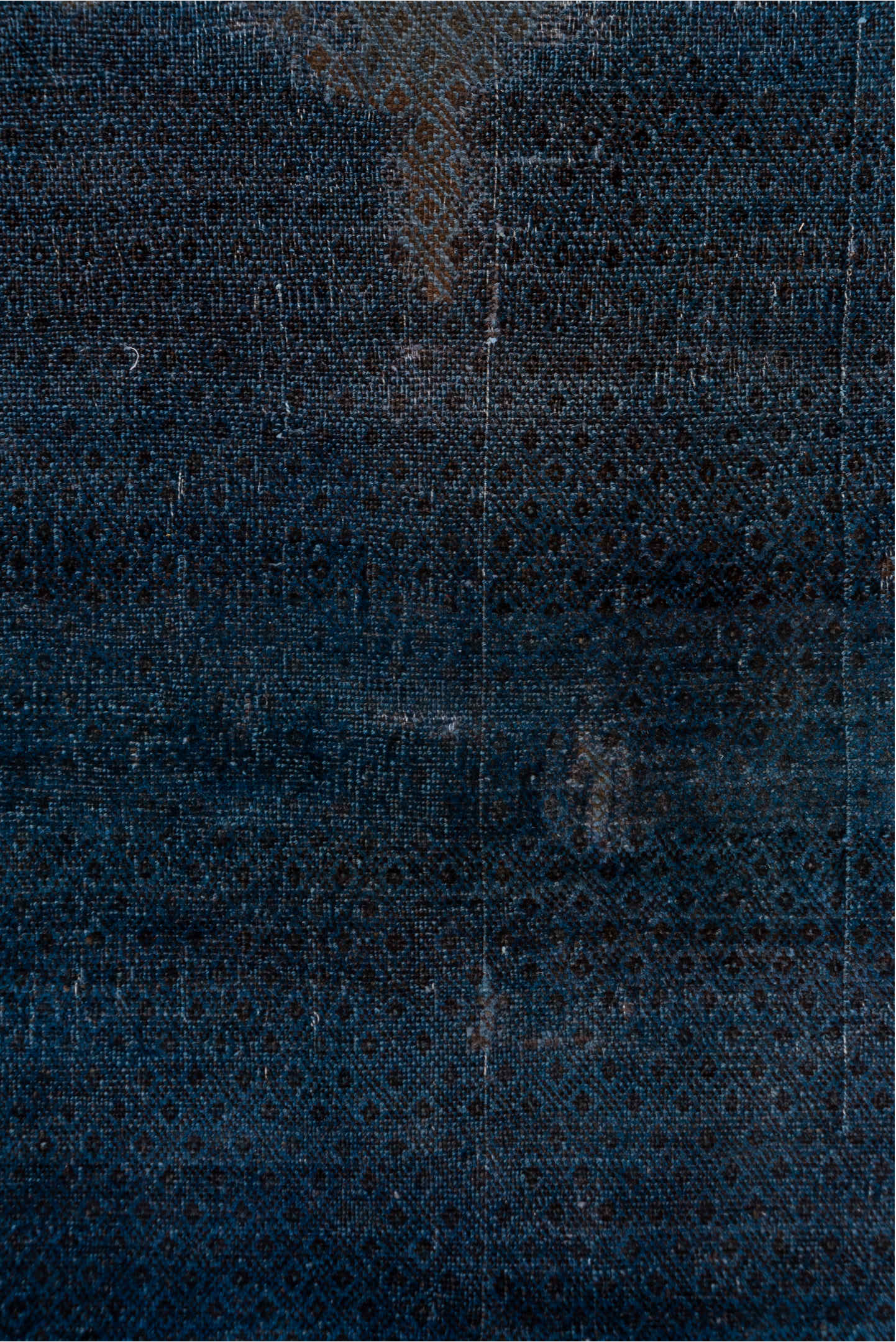 5' x 9' one-of-a-kind handmade vintage Oushak medium size rug. Color palette: gray, blue, black, off-white, light gray