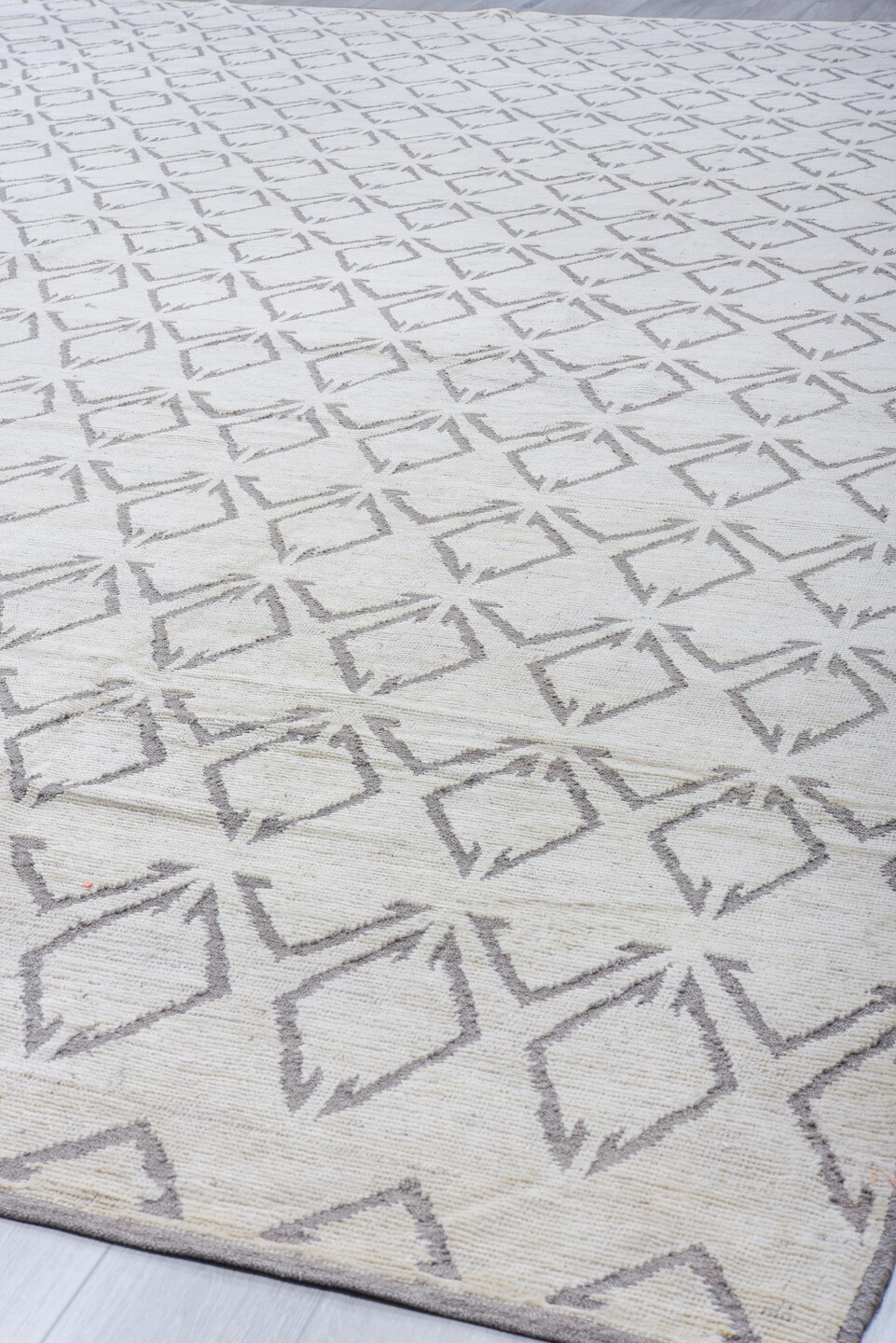 13' x 19' one-of-a-kind handmade vintage Tulu oversize rug. Color palette: dark gray, dim gray, gainsboro, gray, light gray