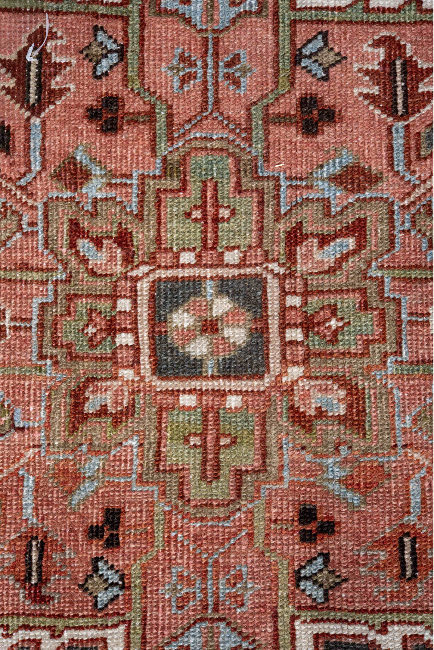 9' x 12' one-of-a-kind handmade vintage Heriz large size rug. Color palette: brown, gainsboro, gray, light blue, light gray