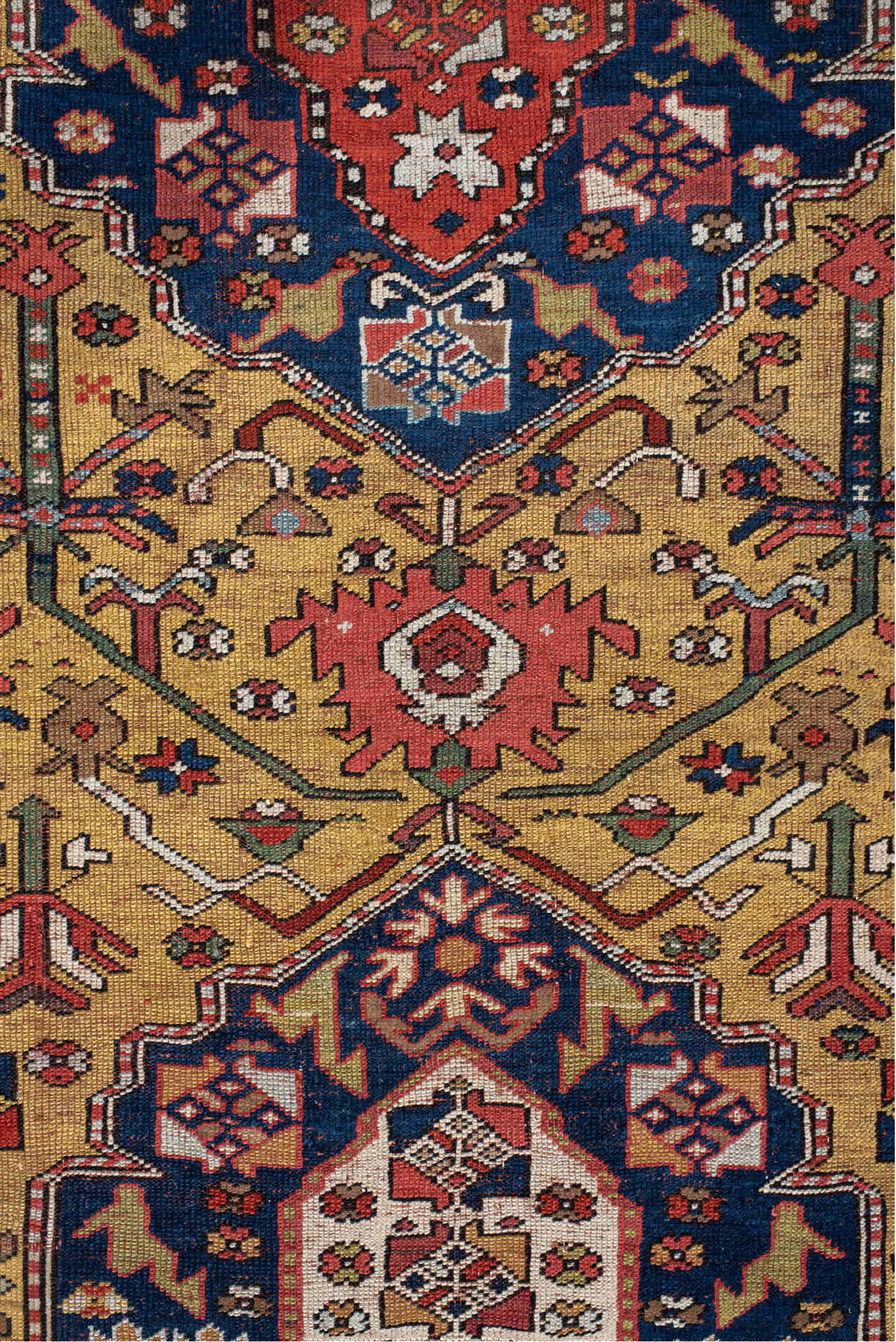 3' x 13' one-of-a-kind handmade vintage NW Persian runner rug. Color palette: gray, light gray, off-white, brown, red, blue