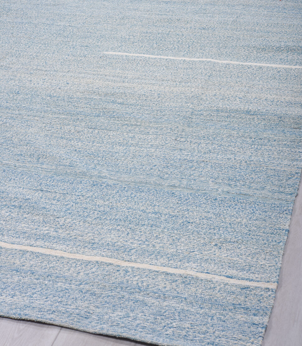 9' x 12' one-of-a-kind handmade vintage Kilim large size rug. Color palette: black, blue, charcoal, dark gray, dim gray