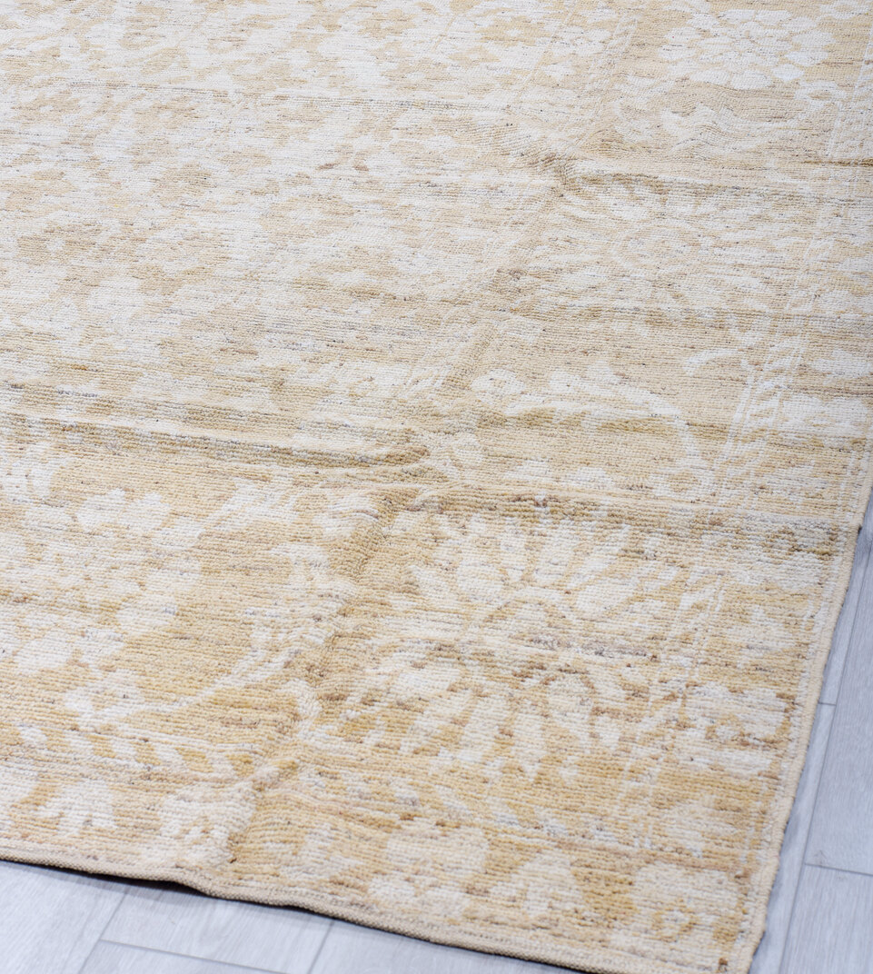 8' x 14' one-of-a-kind handmade vintage Tulu large size rug. Color palette: blue, brown, gainsboro, gray, light blue