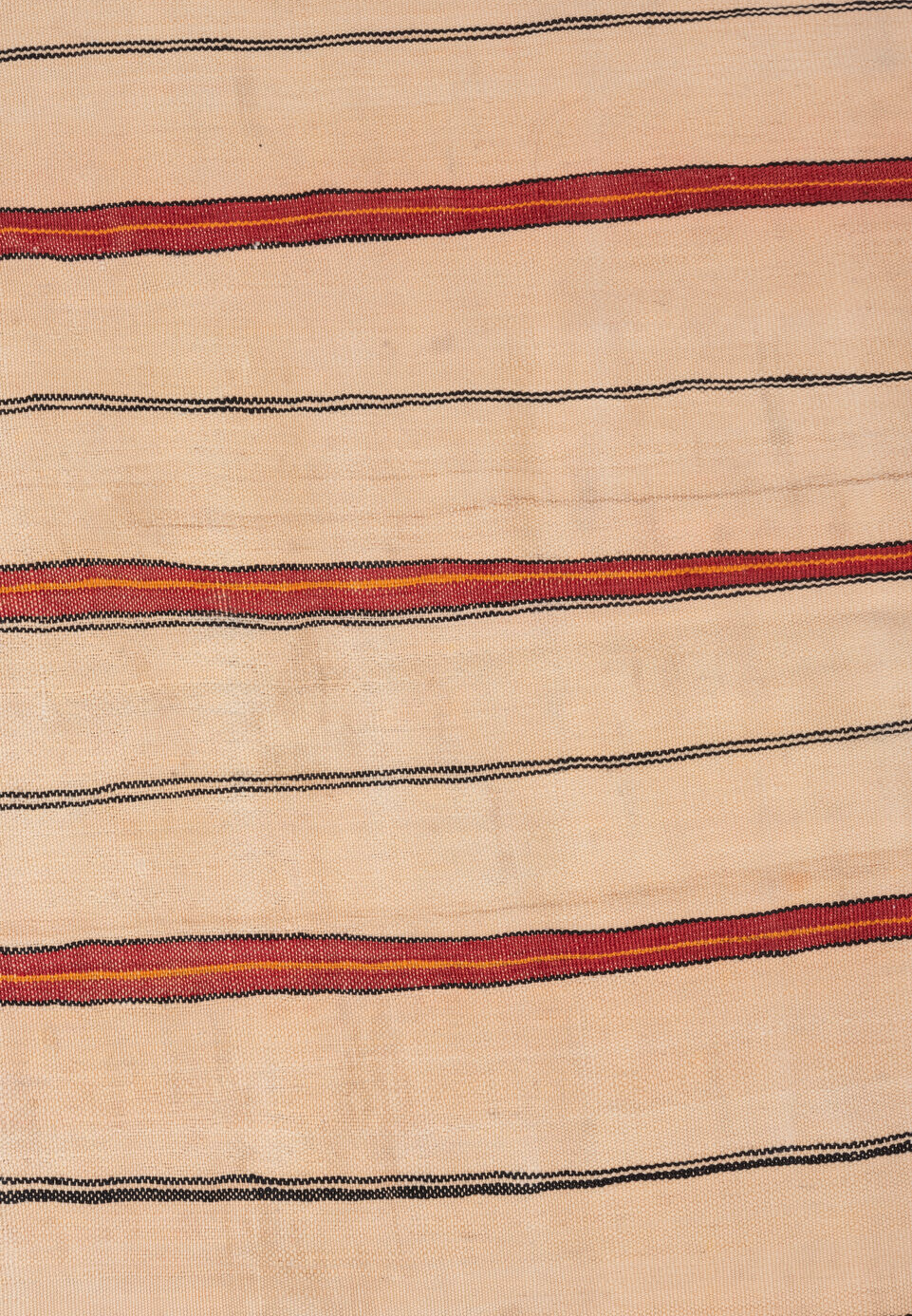 5' x 8' one-of-a-kind handmade vintage Kilim medium size rug. Color palette: brown, coral, fire brick, off-white, orange