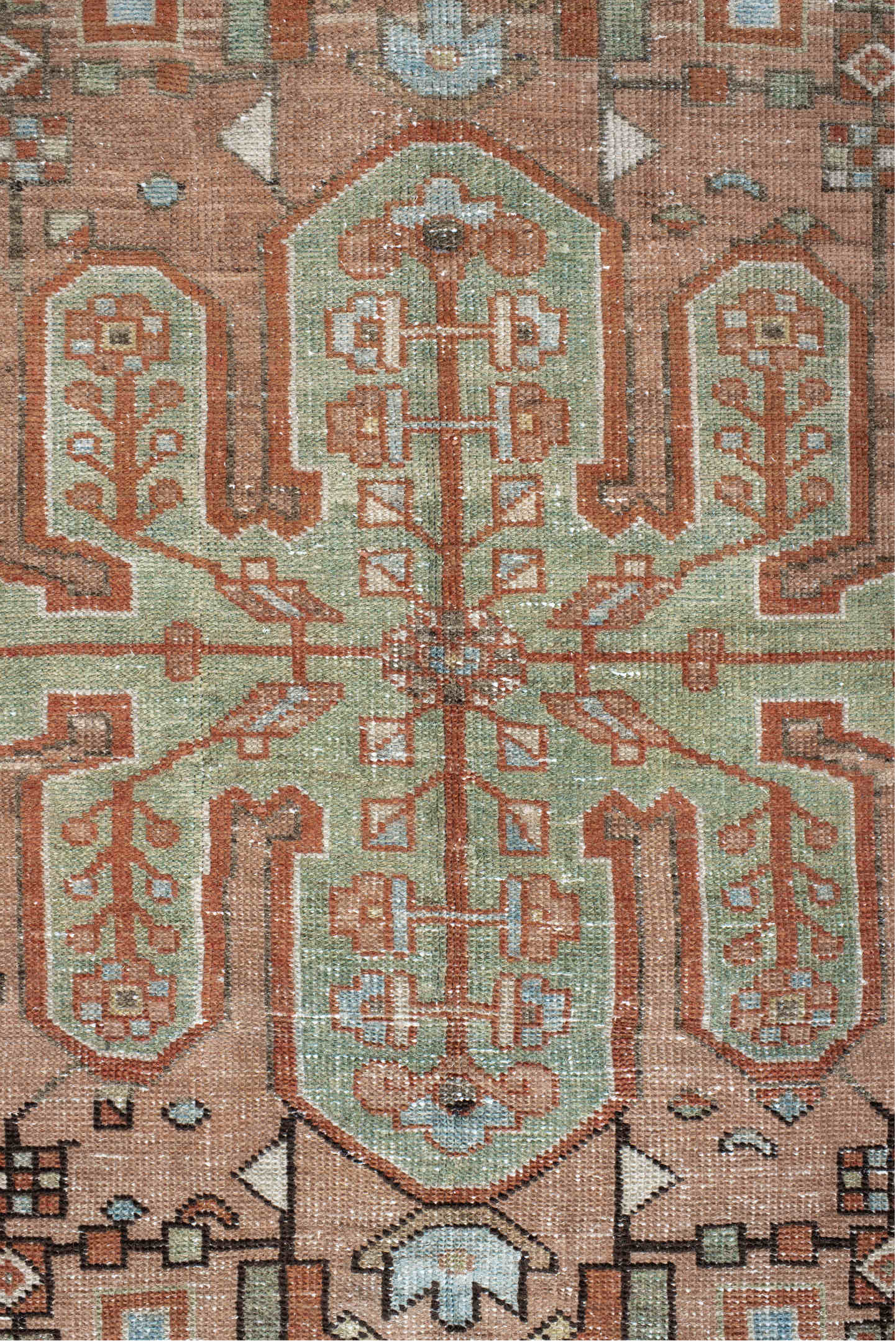 6' x 8' one-of-a-kind handmade vintage Baktiary medium size rug. Color palette: light gray, gray, off-white, brown, pink