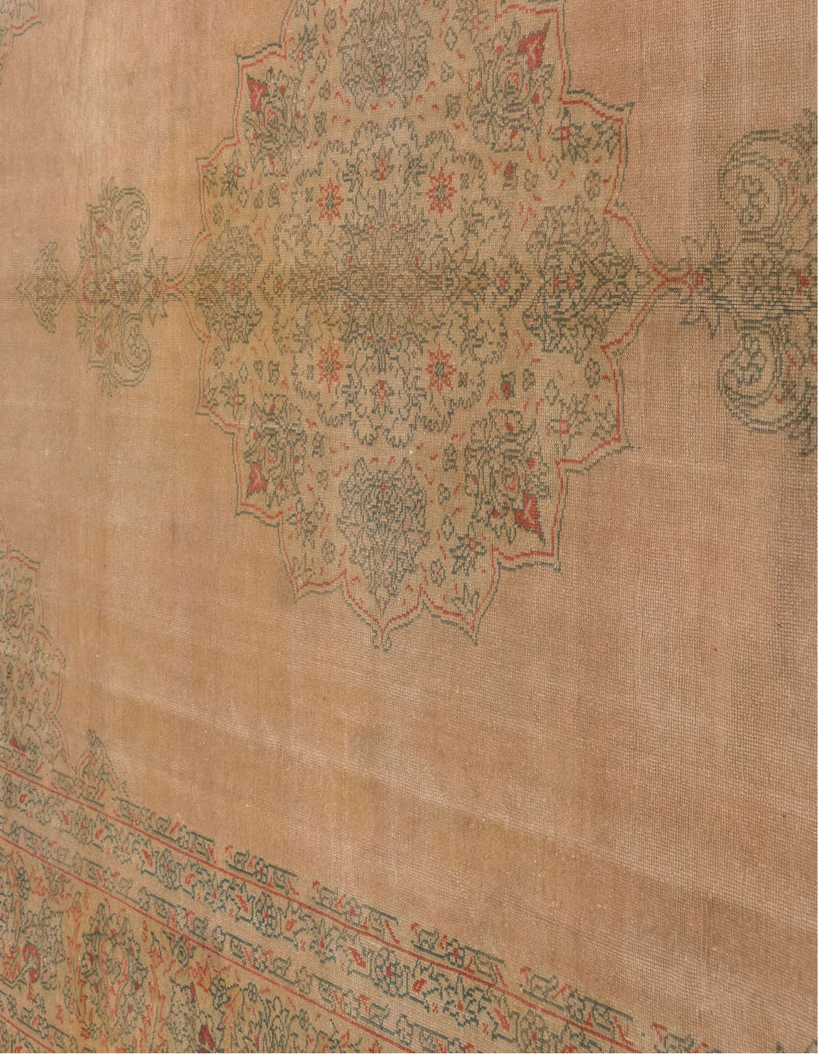 9' x 11' one-of-a-kind handmade vintage Oushak large size rug. Color palette: brown, gray, pink