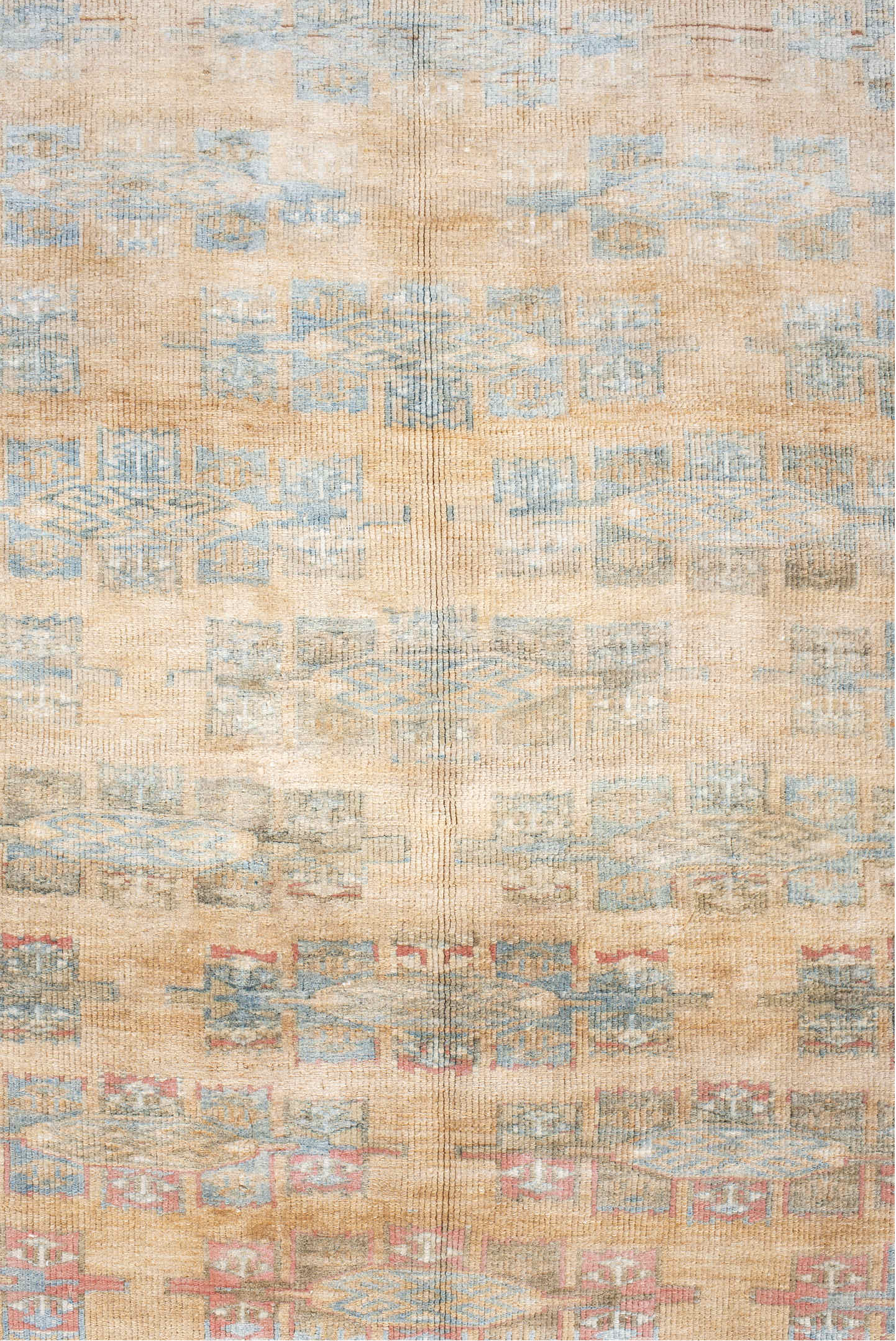 4' x 5' one-of-a-kind handmade vintage Yamoud small size rug. Color palette: antiquewhite, blanched almond, brown, dark gray