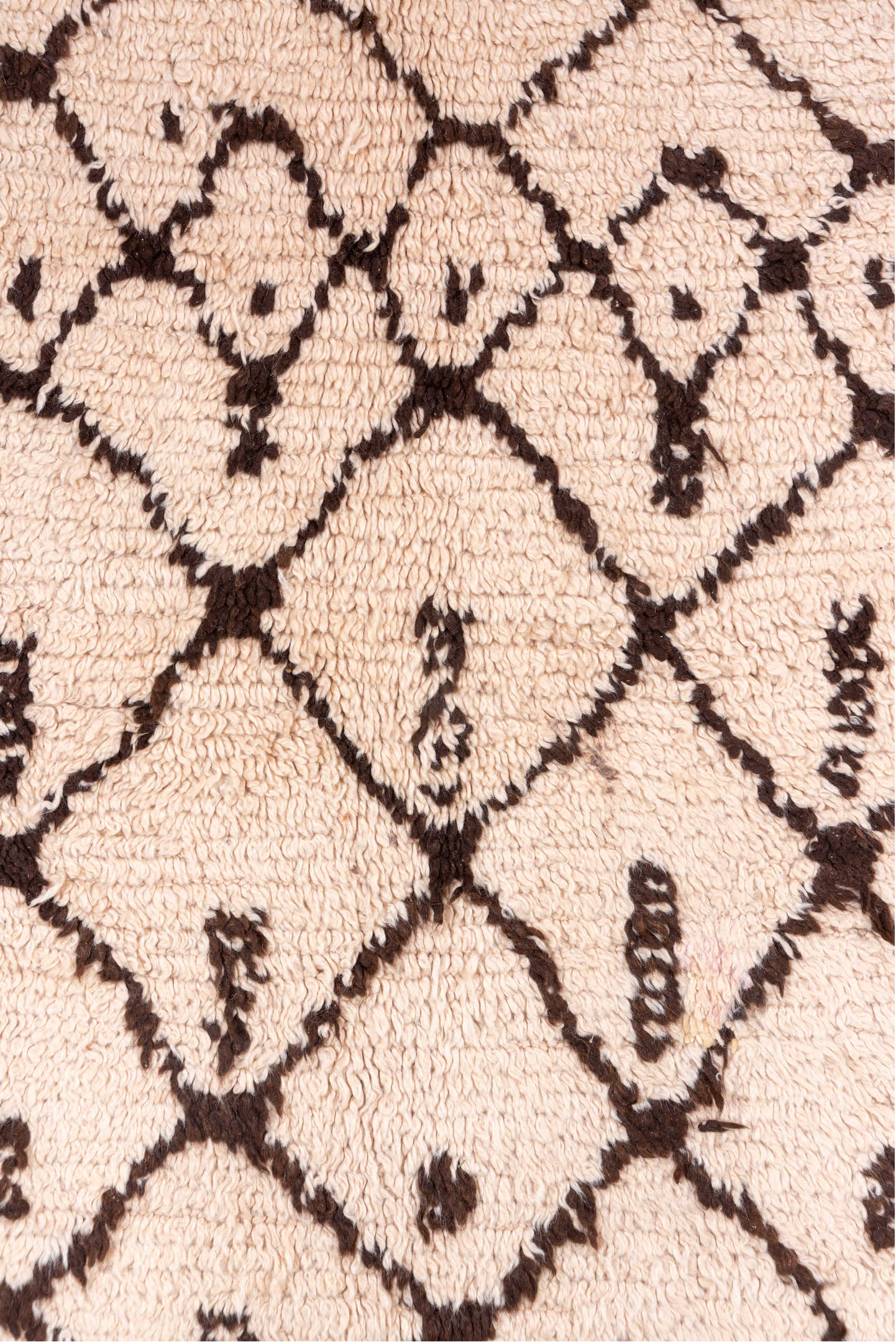 4' x 13' one-of-a-kind handmade vintage Moroccan runner rug. Color palette: brown, pink, orange, off-white, gray, redwood