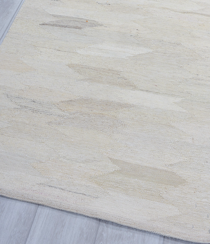 2' x 9' one-of-a-kind handmade vintage Kilim runner rug. Color palette: dark gray, gainsboro, gray, light blue, light gray