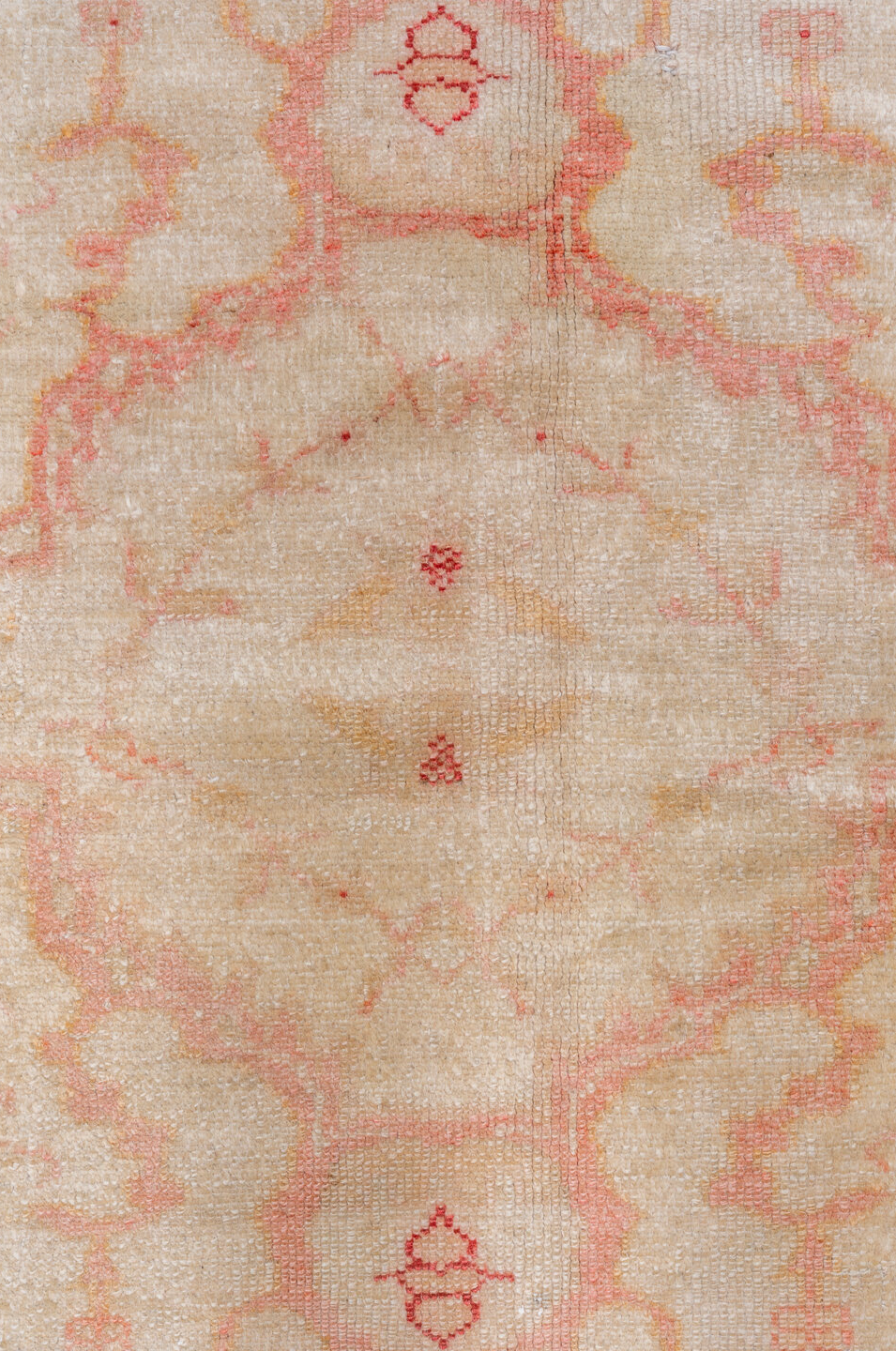 7' x 10' one-of-a-kind handmade vintage Oushak large size rug. Color palette: brown, gray, light gray, off-white, orange