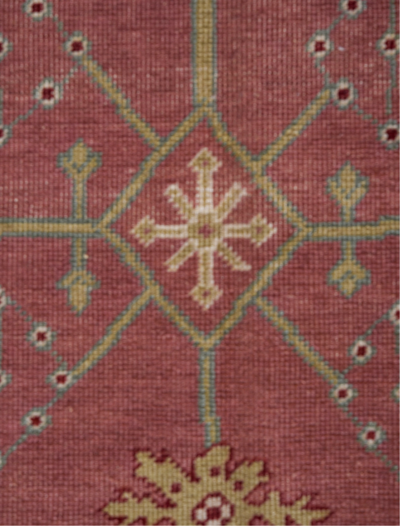 9' x 12' one-of-a-kind handmade vintage Oushak large size rug. Color palette: brown, gray, light gray, off-white, pink, red