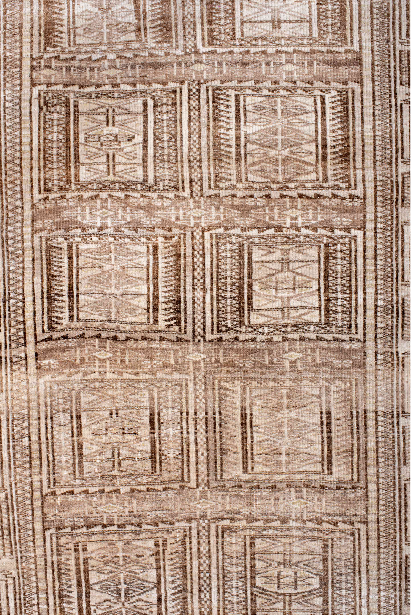 3' x 6' one-of-a-kind handmade vintage Belouch small size rug. Color palette: antiquewhite, brown, gray, light gray, linen