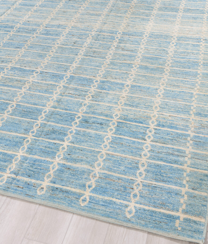 10' x 14' one-of-a-kind handmade vintage Tulu large size rug. Color palette: blue, dark gray, dim gray, gainsboro, gray