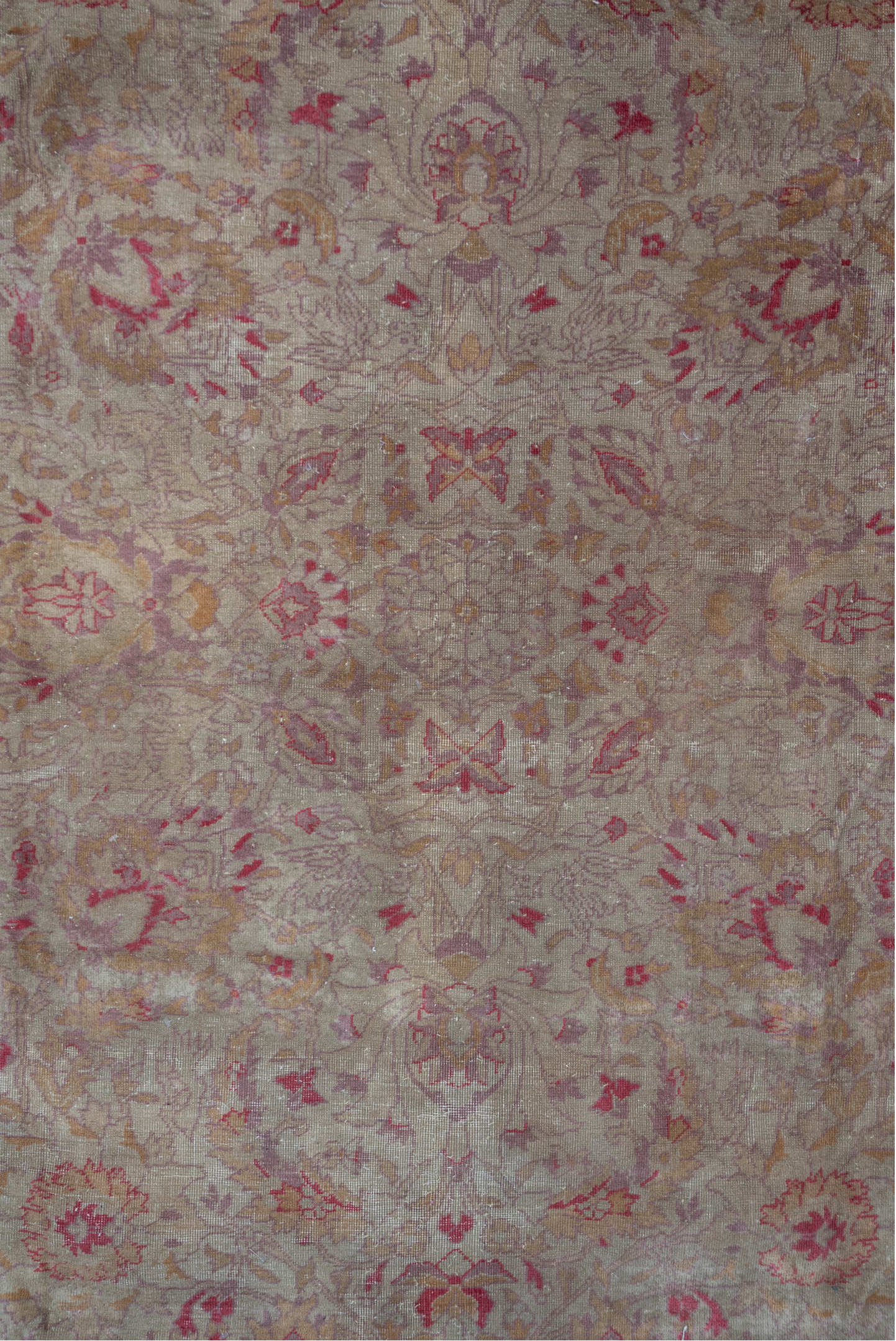 7' x 10' one-of-a-kind handmade vintage Sivas large size rug. Color palette: brown, gray, light gray, off-white, pink, red