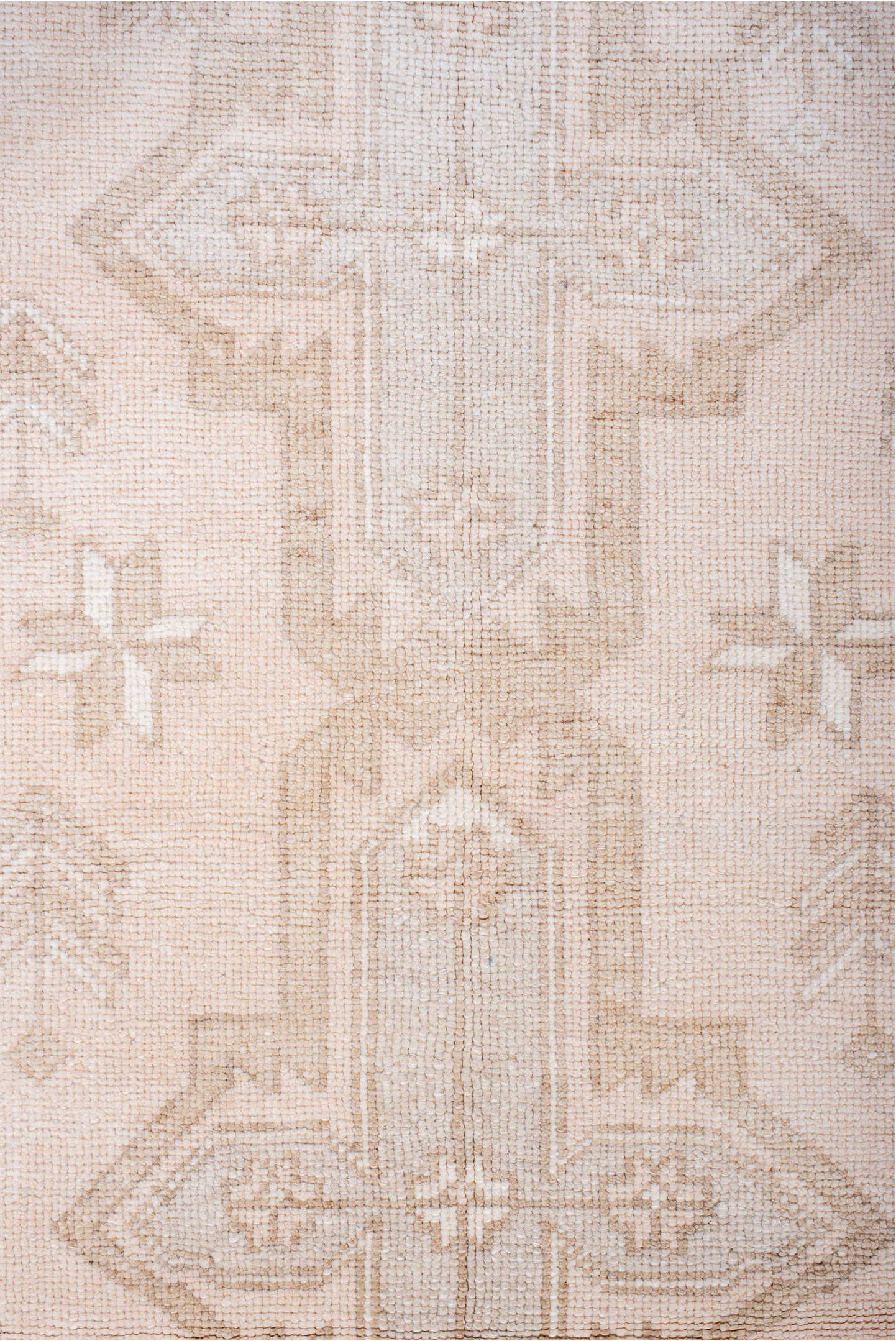 3' x 6' one-of-a-kind handmade vintage Anatol small size rug. Color palette: antiquewhite, brown, gainsboro, gray