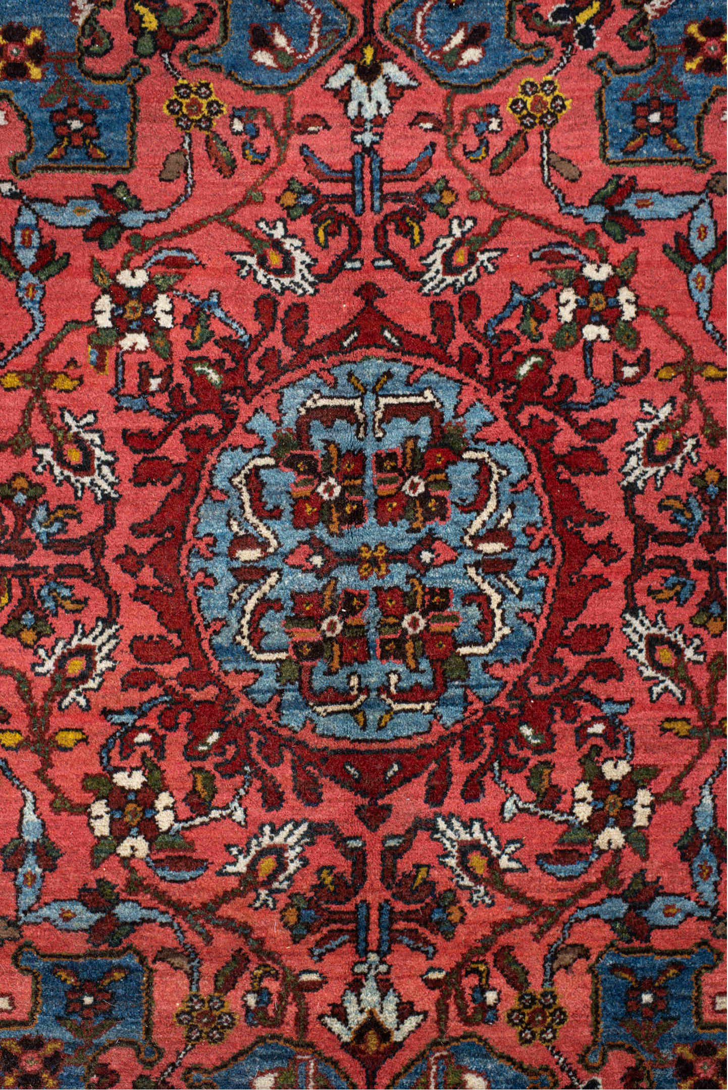 4' x 6' one-of-a-kind handmade vintage Malayer small size rug. Color palette: arapawa, blue, brown, fiord, gray, maroon