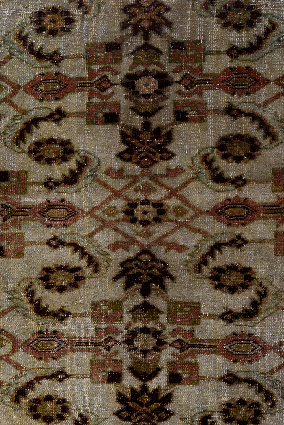 4' x 6' one-of-a-kind handmade vintage Malayer small size rug. Color palette: black, brown, gray, light gray