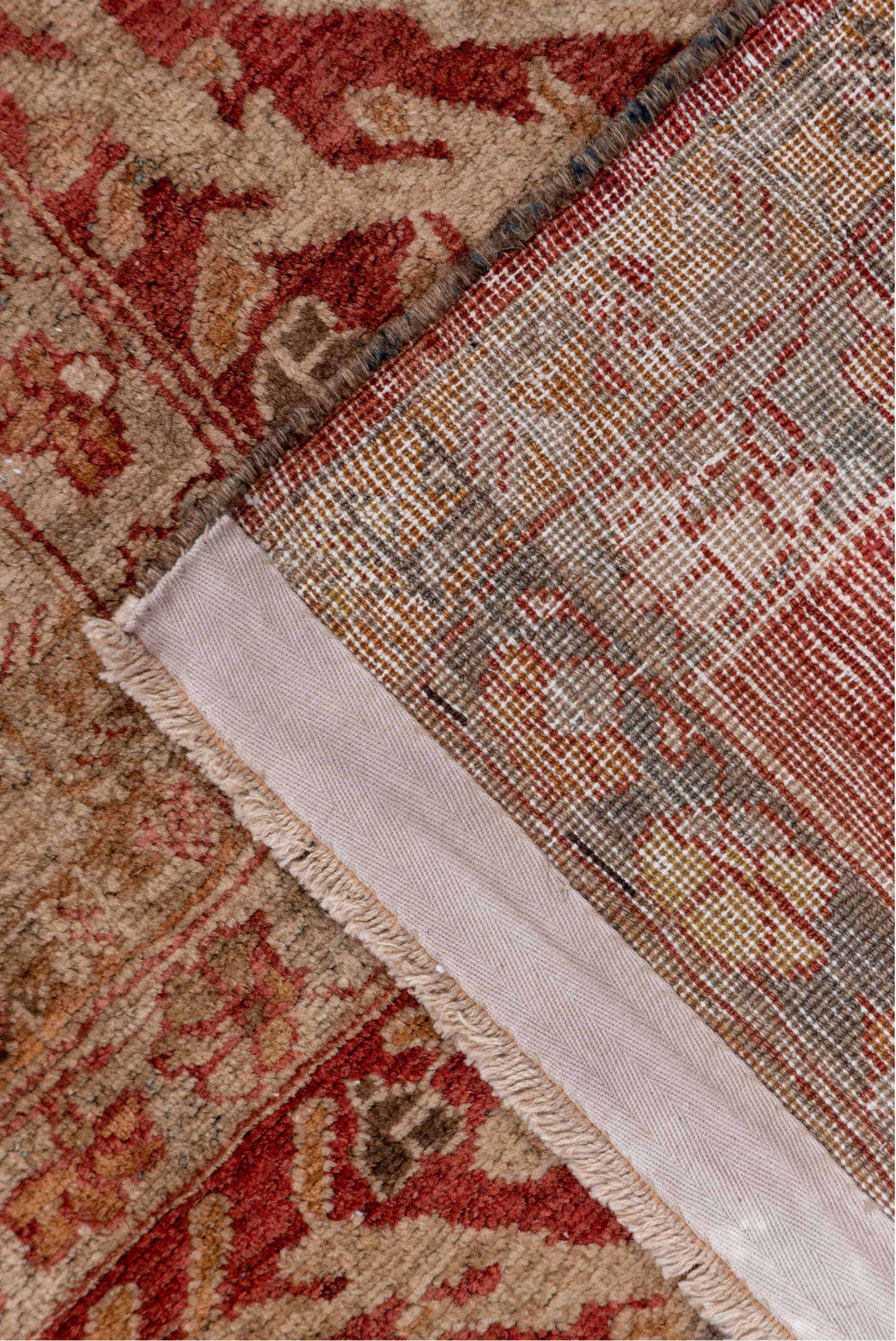16' x 21' one-of-a-kind handmade vintage Baktiary oversize rug. Color palette: brown, gray, pink, red