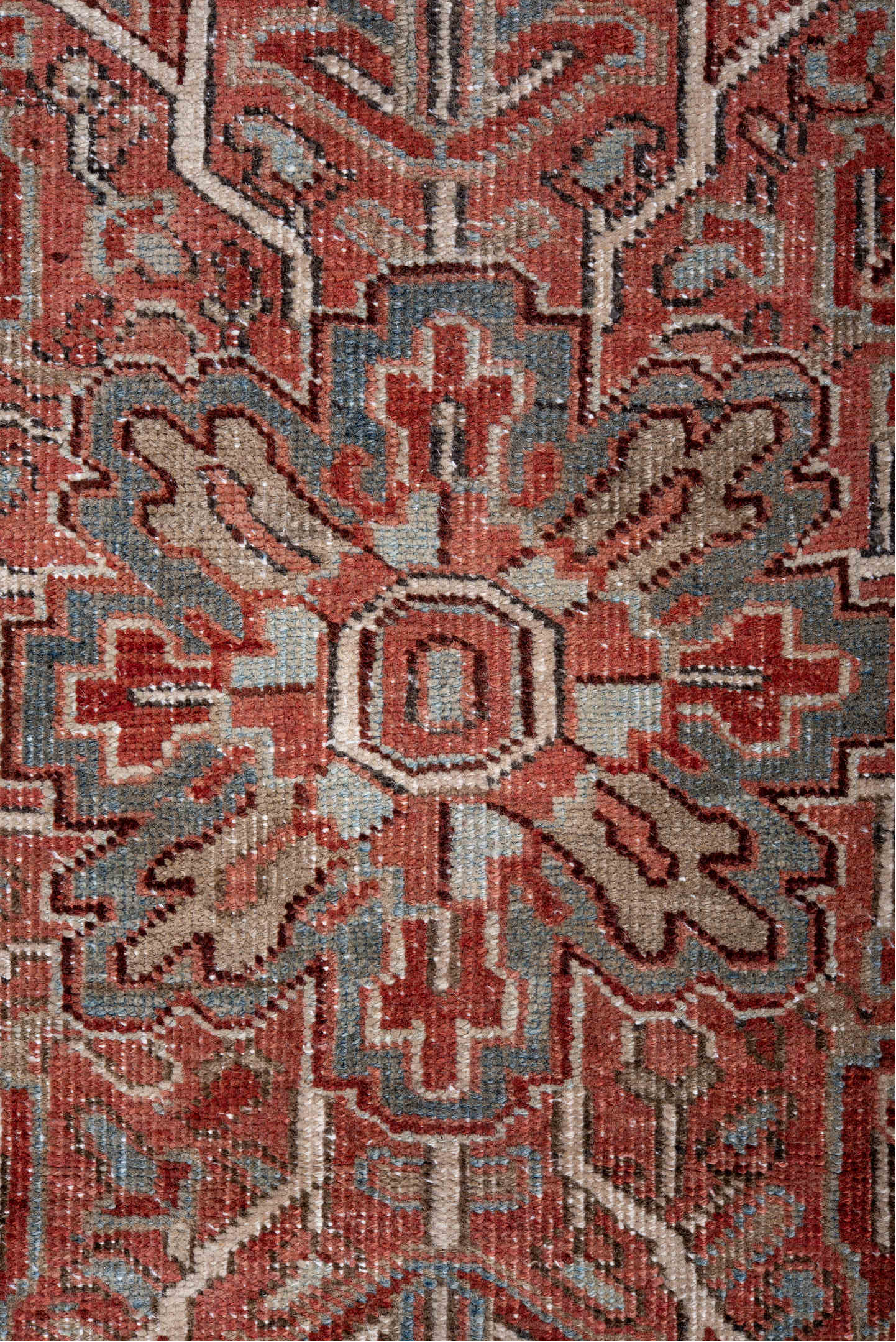 8' x 12' one-of-a-kind handmade vintage Heriz large size rug. Color palette: brown, dim gray, gainsboro, gray