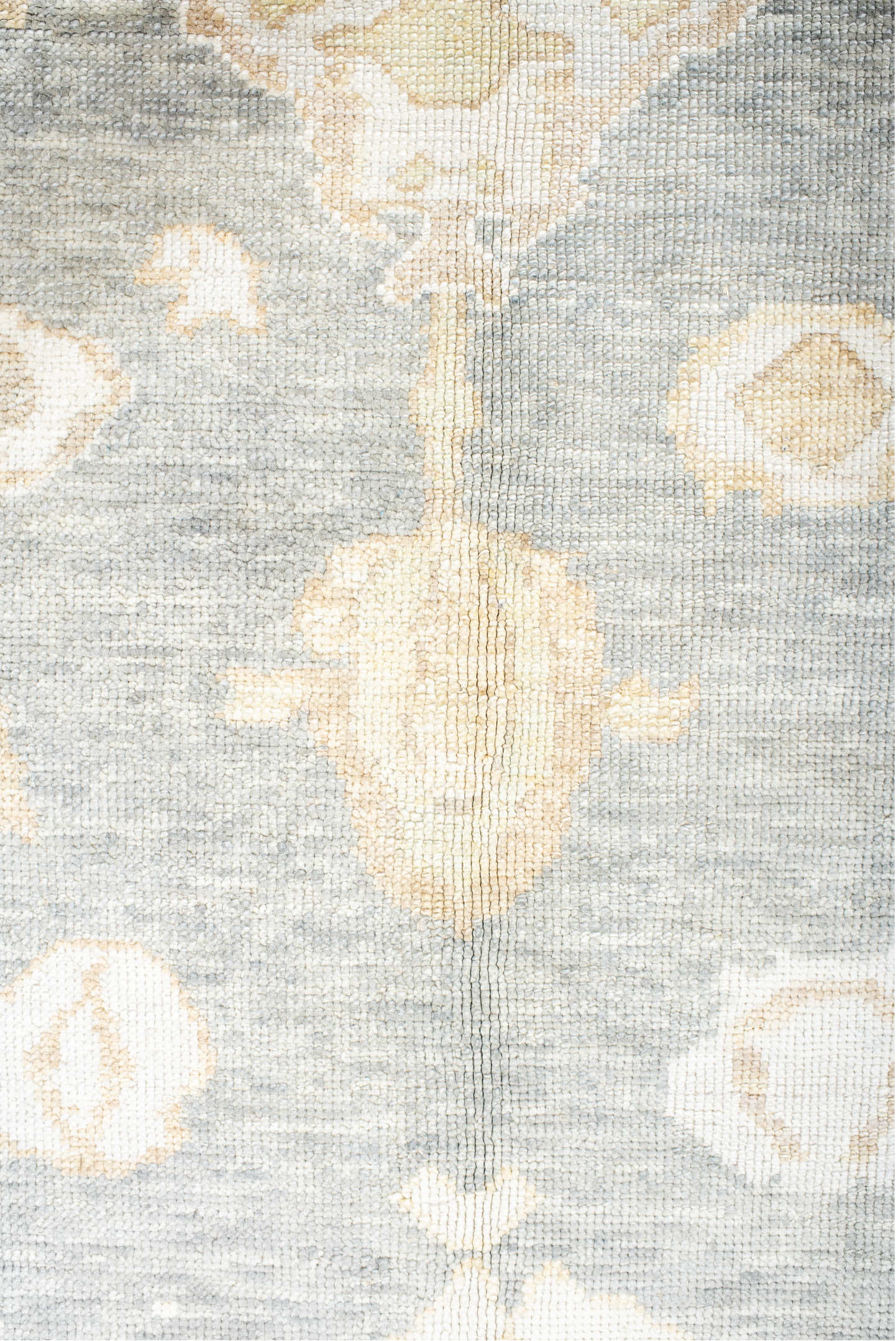 8' x 11' one-of-a-kind handmade vintage Oushak large size rug. Color palette: gray, light gray, off-white, orange