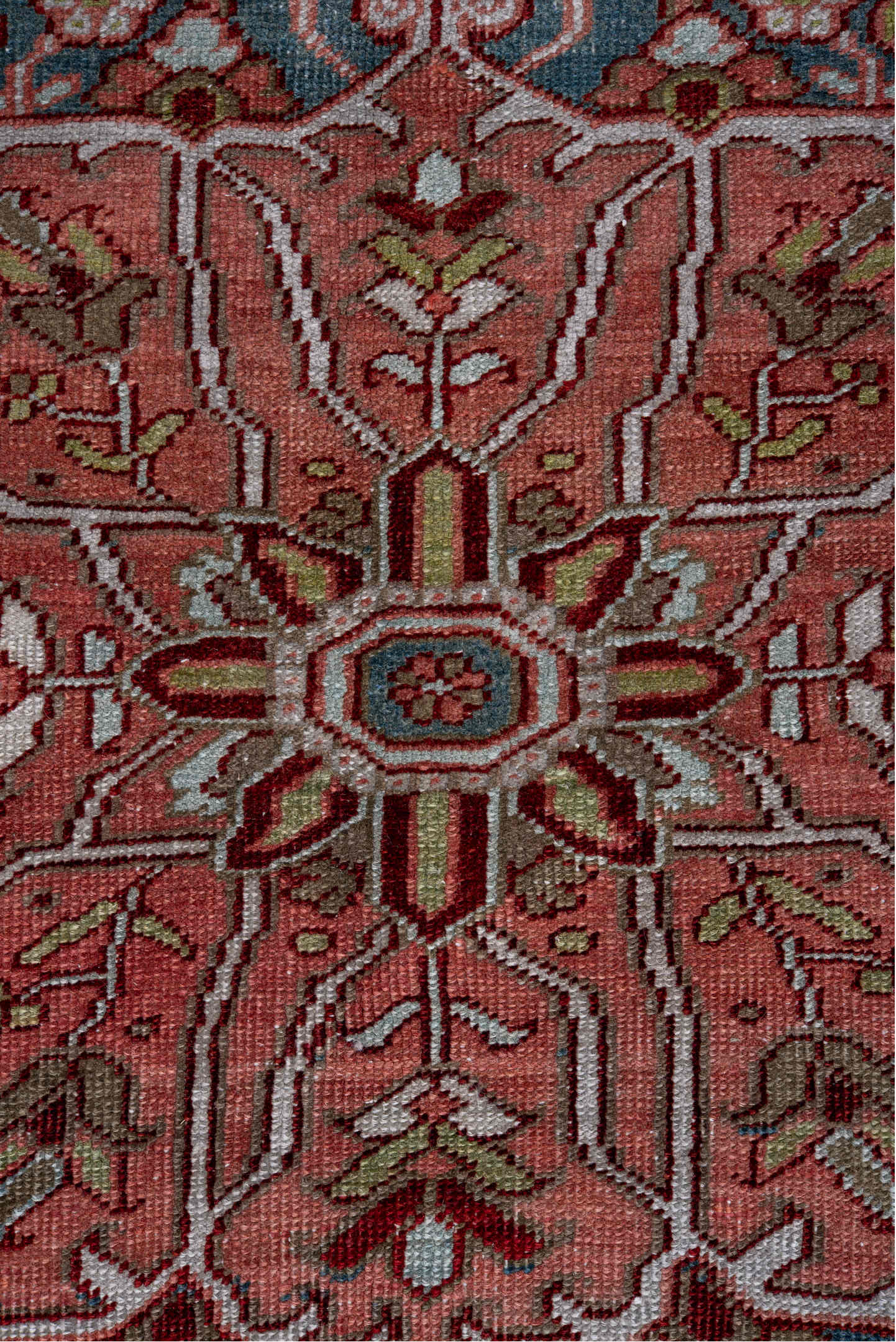 8' x 12' one-of-a-kind handmade vintage Heriz large size rug. Color palette: blue, brown, dark gray, dim gray, gray