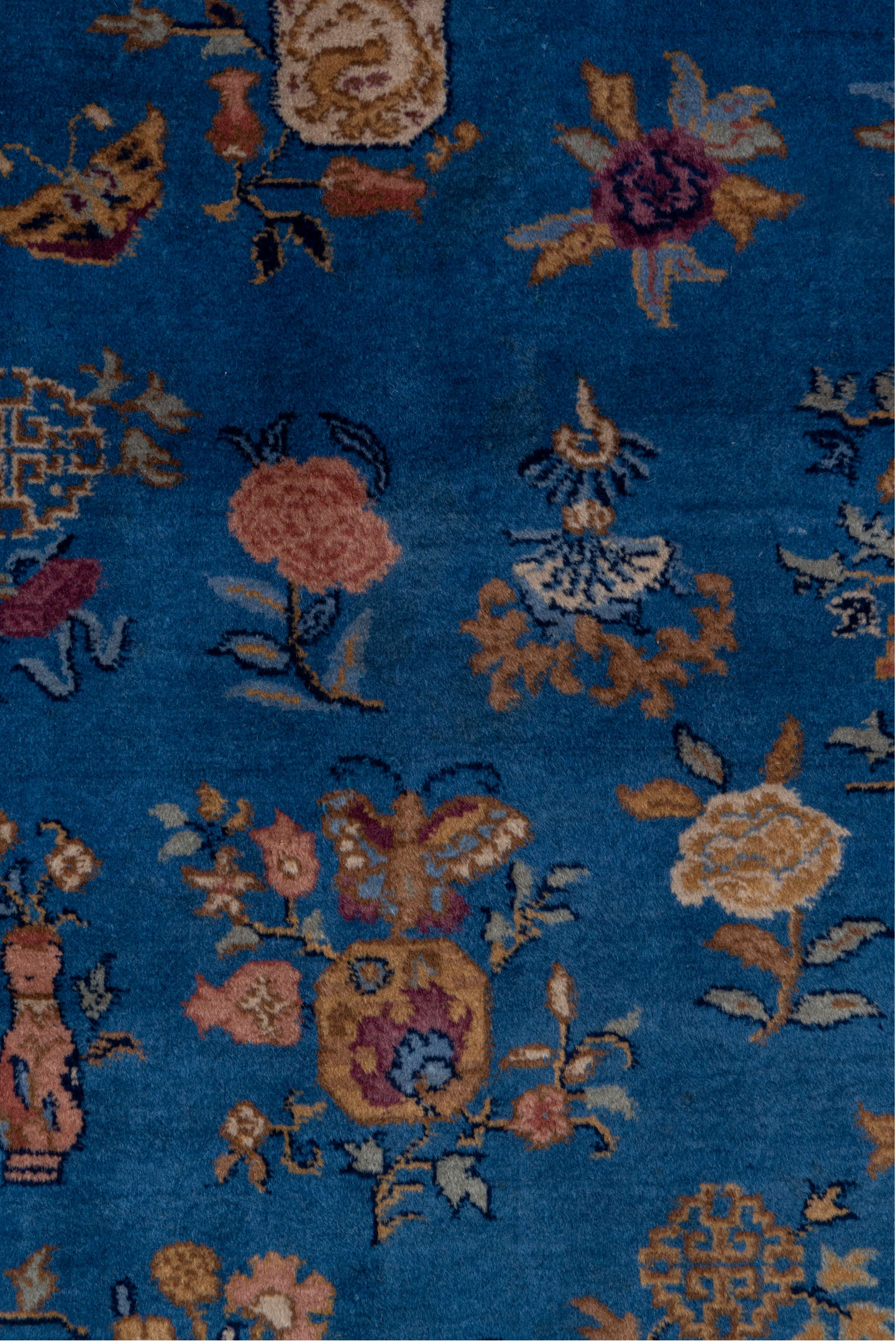 3' x 5' one-of-a-kind handmade vintage Indochinese small size rug. Color palette: gray, brown, pink, blue, dim gray, fiord