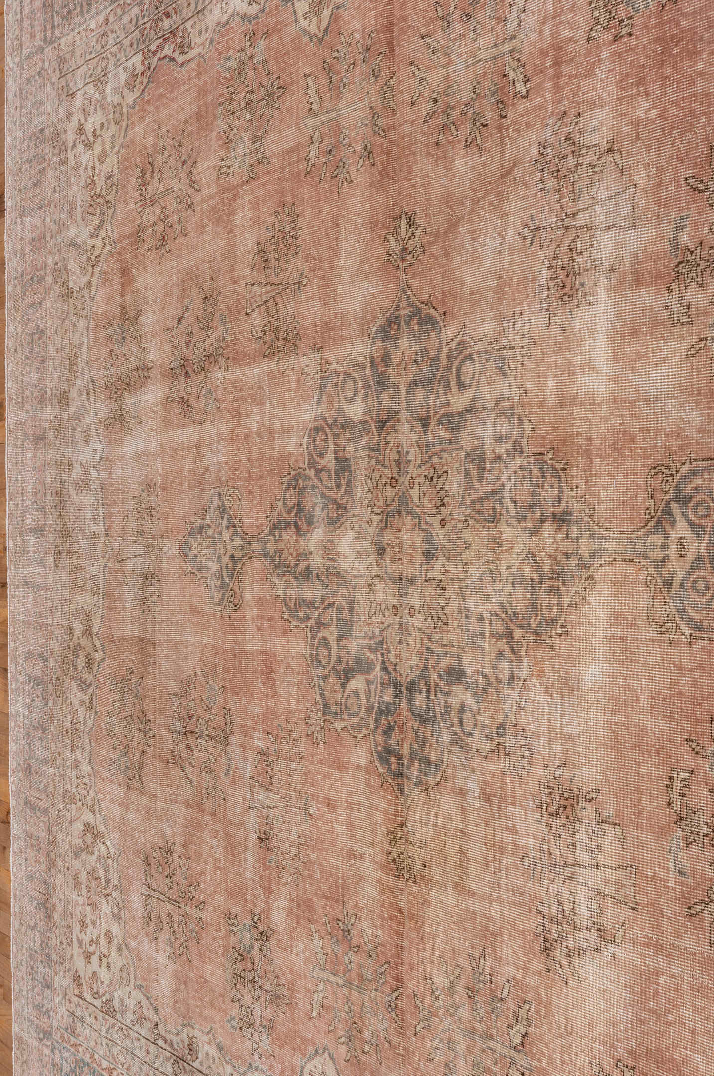 9' x 13' one-of-a-kind handmade vintage Sparta large size rug. Color palette: brown, gray, light gray, off-white, orange