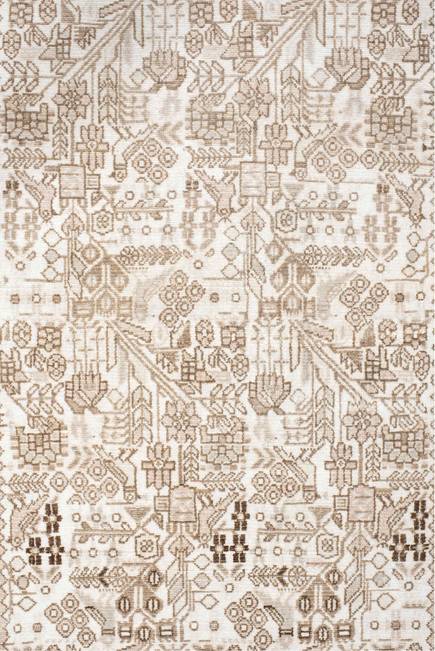 2' x 9' one-of-a-kind handmade vintage Malayer runner rug. Color palette: antiquewhite, brown, gainsboro, ghost white, gray