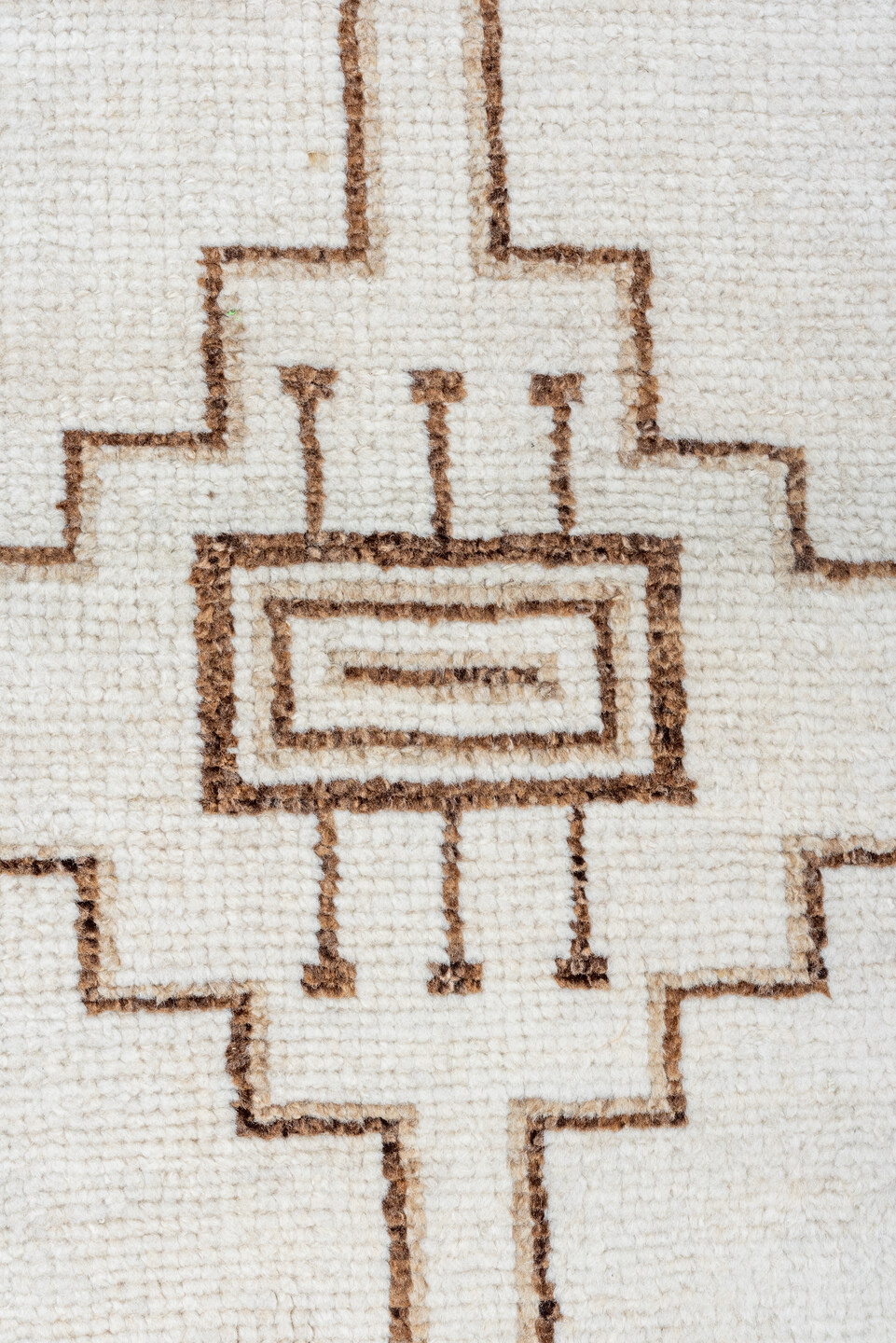 3' x 12' one-of-a-kind handmade vintage Kars runner rug. Color palette: brown, gainsboro, gray, light gray, linen, off-white