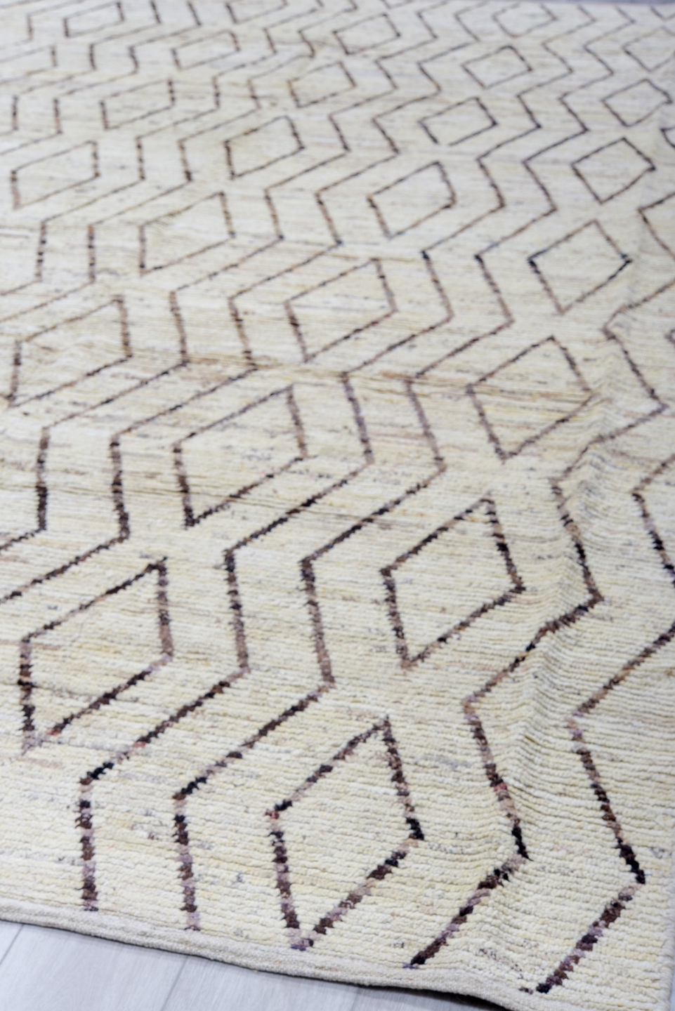 10' x 13' one-of-a-kind handmade vintage Tulu large size rug. Color palette: black, blue, dark gray, gainsboro, gray