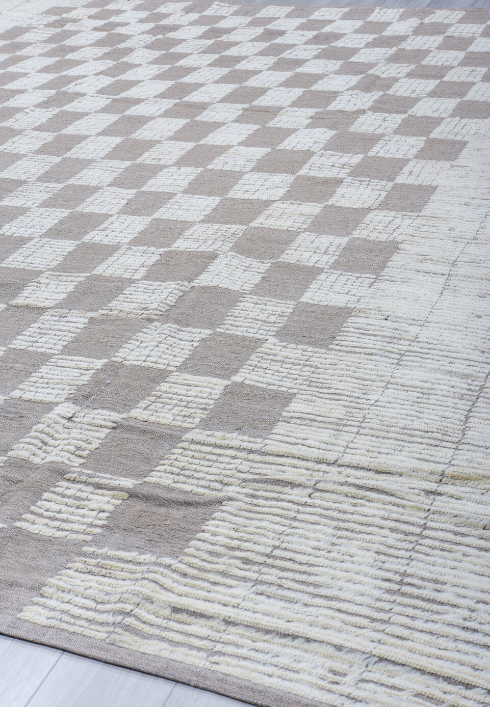 10' x 12' one-of-a-kind handmade vintage Tulu large size rug. Color palette: black, dark gray, dim gray, gainsboro, gray