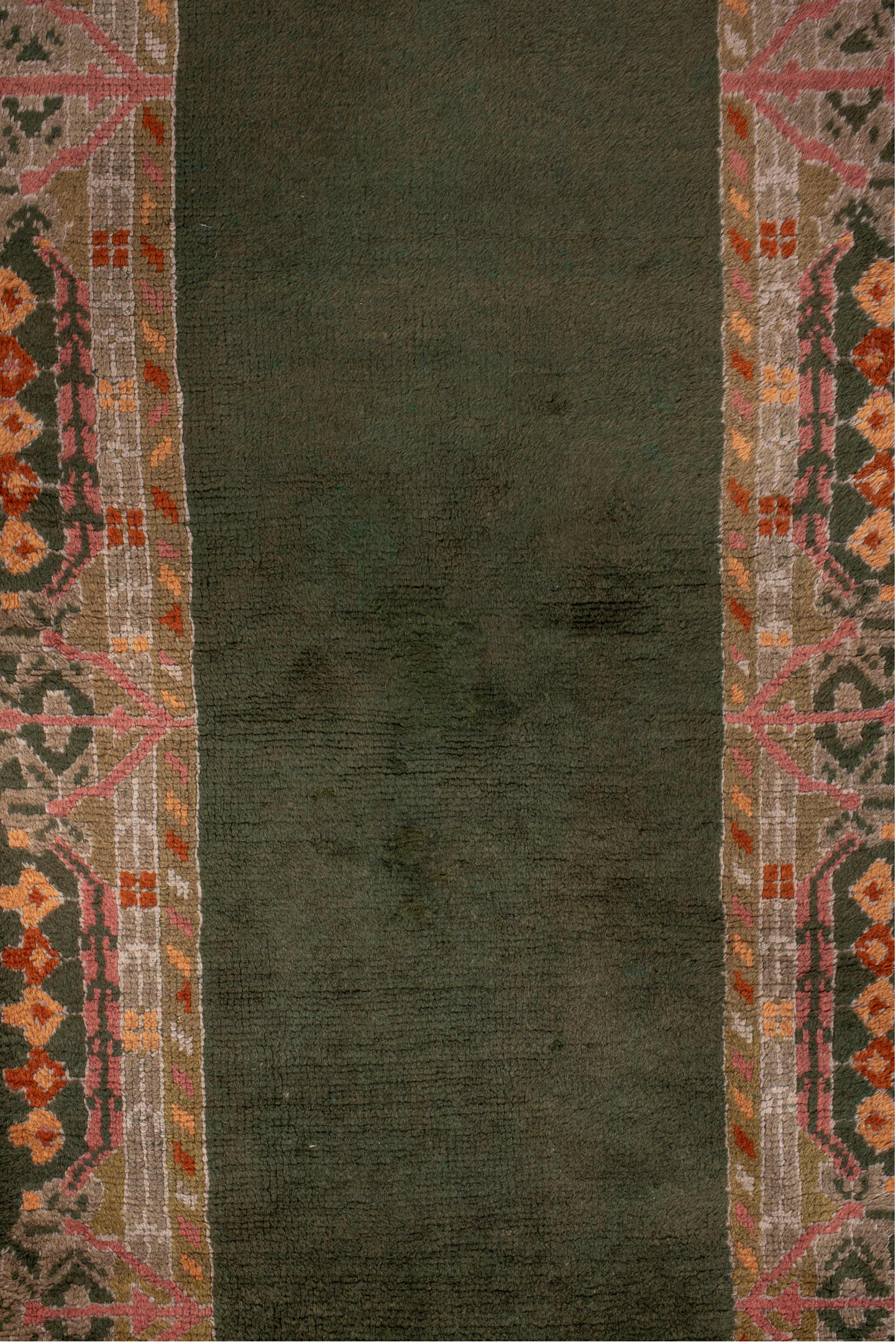 3' x 11' one-of-a-kind handmade vintage Oushak runner rug. Color palette: brown, gray, pink, sienna
