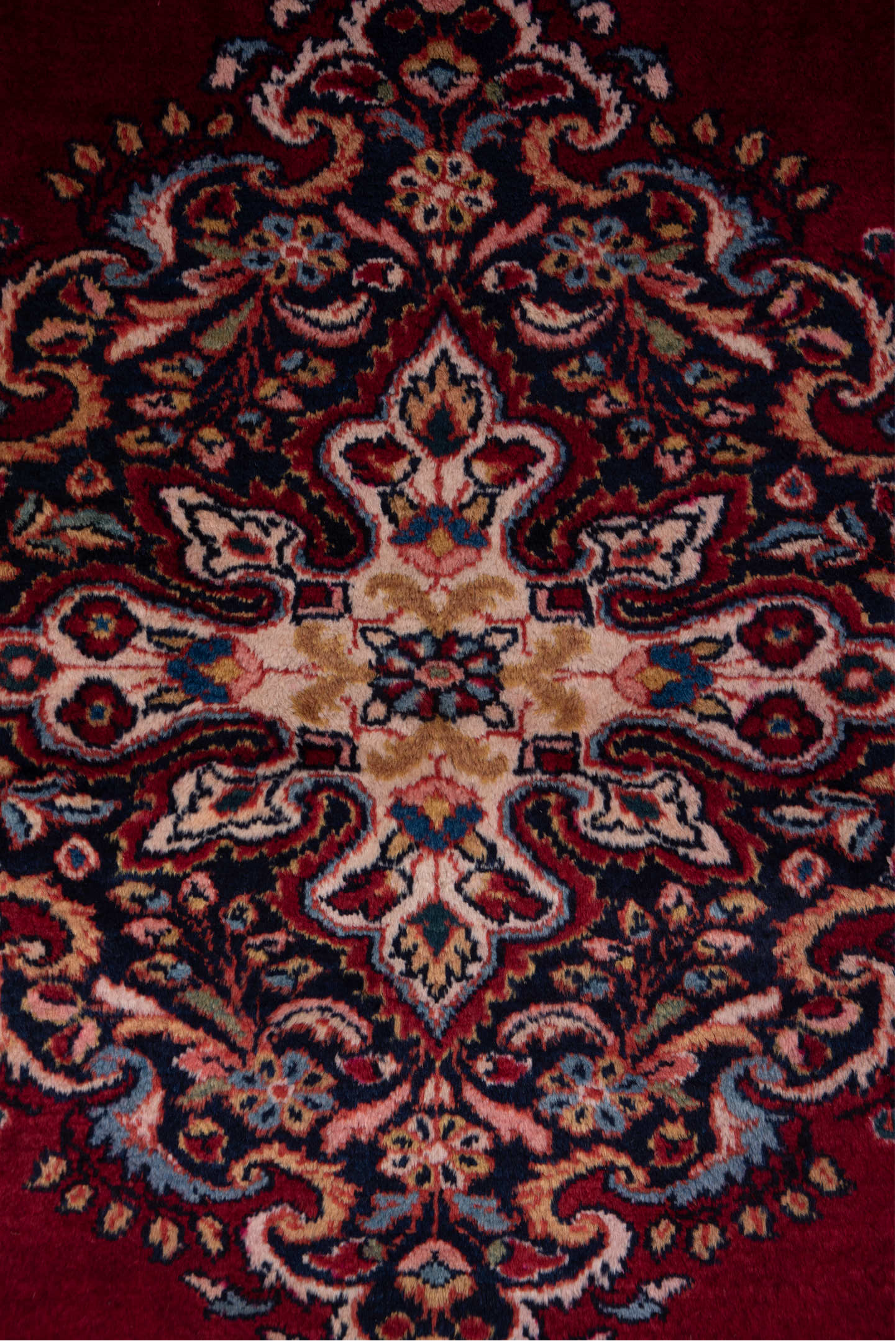 5' x 6' one-of-a-kind handmade vintage Lilian rug. Color palette: blue, brown, fiord, gray, indian red, light gray