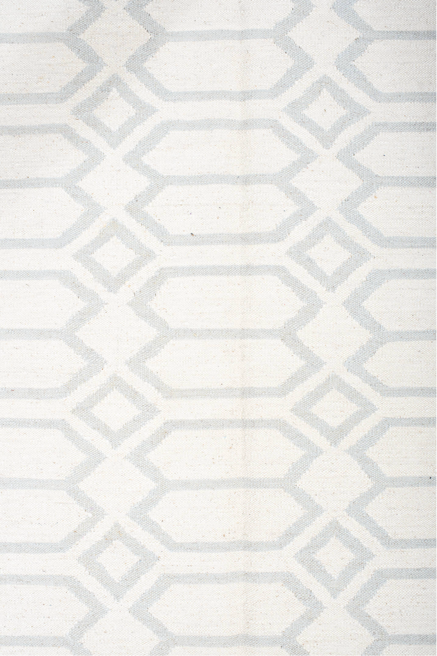 11' x 14' one-of-a-kind handmade vintage Flatweave oversize rug. Color palette: floral white, gainsboro, gray, ivory